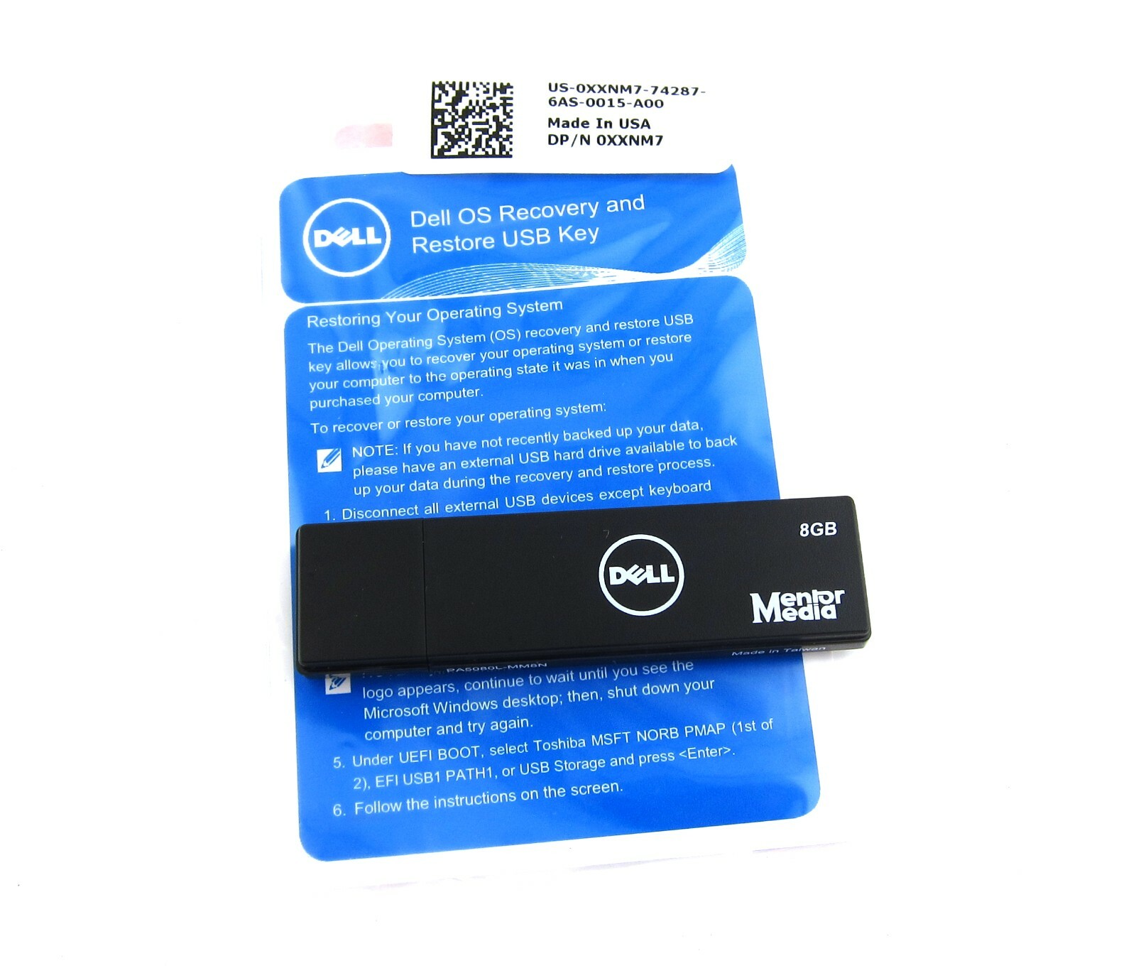 Lot of 10 NEW OEM Dell Windows 10 Restore USB 8GB Thumb Drive SPANISH – XXNM7