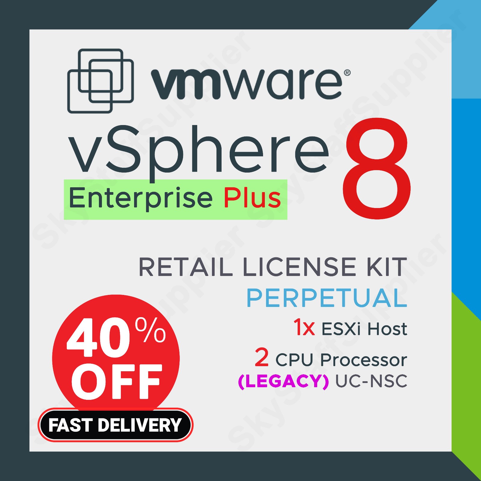 VMware vSphere Enterprise Plus v.8 Perpetual License 2 CPU – UC NSC RETAIL PACK