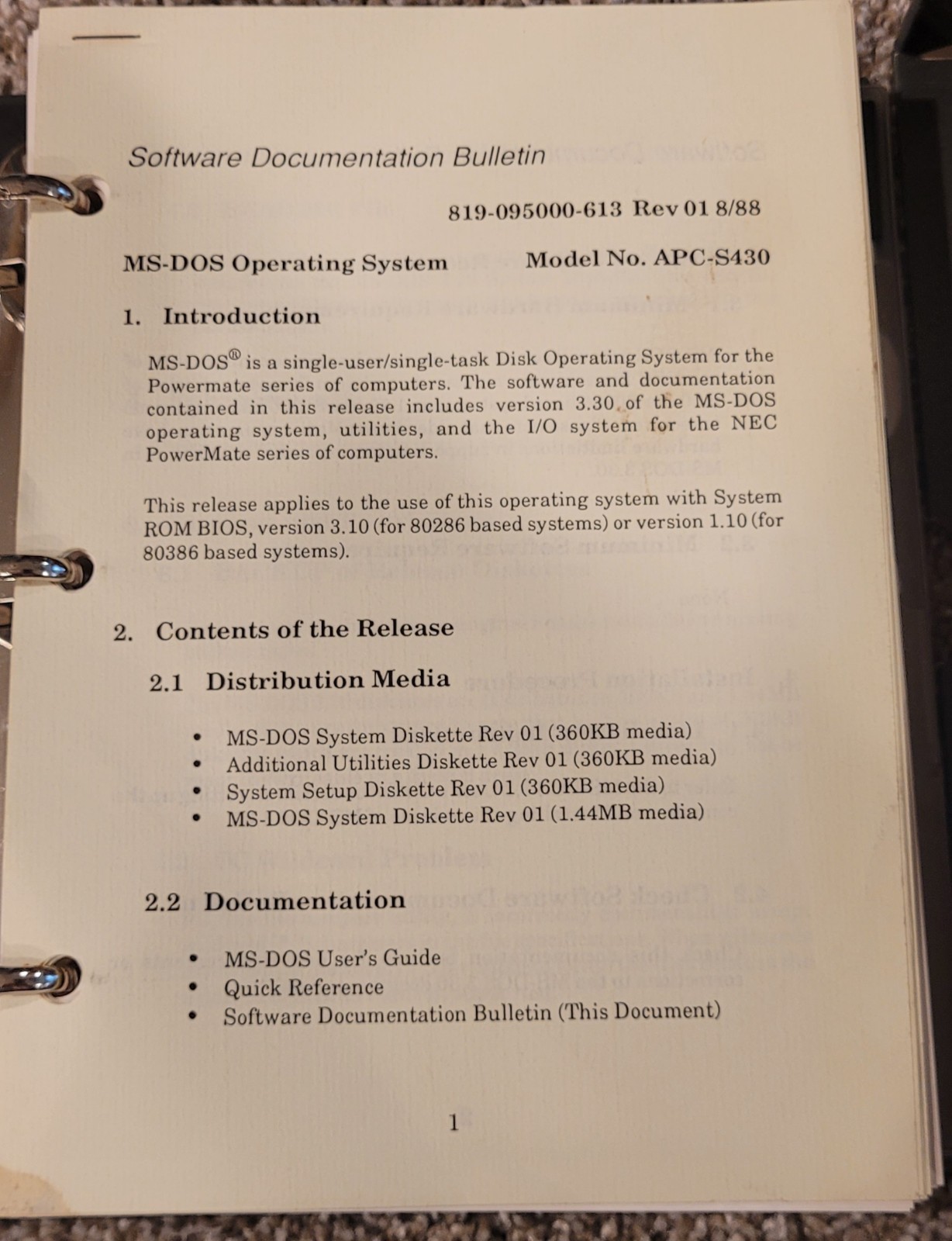 1988 MS-DOS 3.3 User Guide 1st Printing NEC Advanced Personal Comp Floppy Disks
