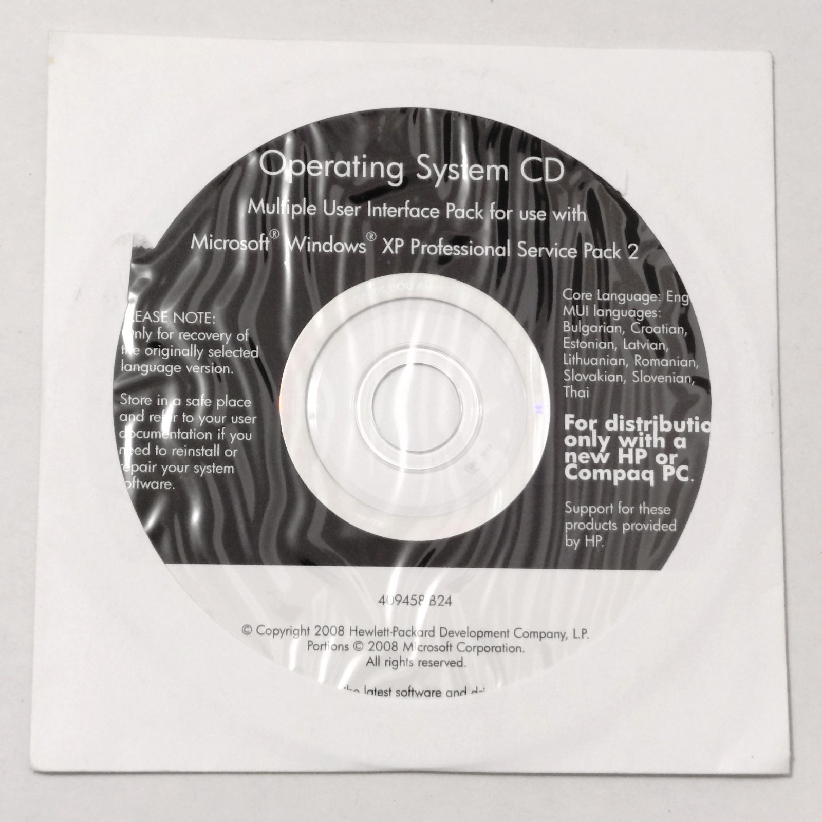 Genuine Windows XP Pro SP2 CD – HP Compaq Operating System – Sealed