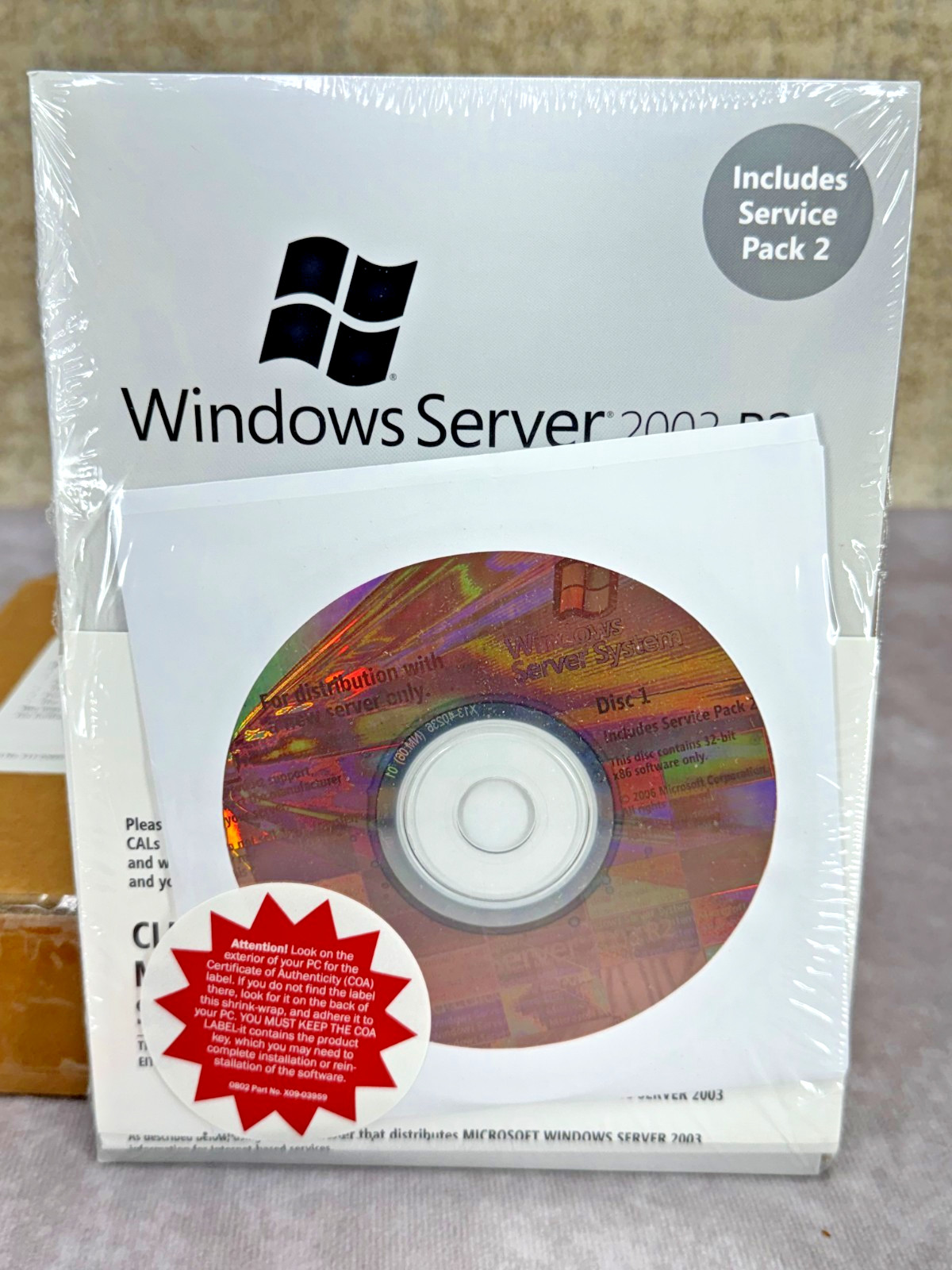 Microsoft Windows Server 2003 R2 Standard OEM 1-4 CPU 5 CAL SP2 Sealed COA Kit