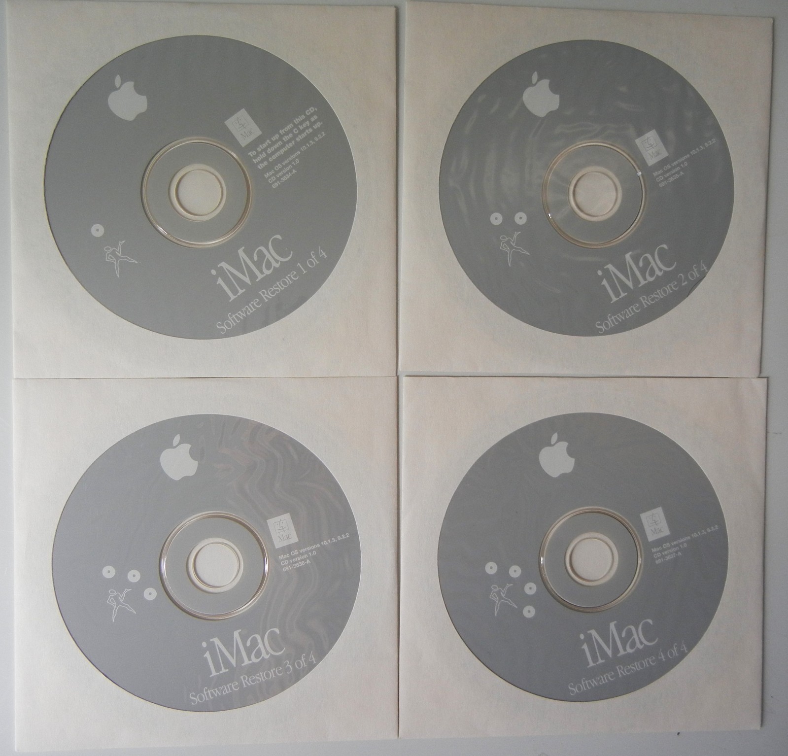 2002 Apple iMac Software Restore Disks OS 10.1.3, 9.2.2