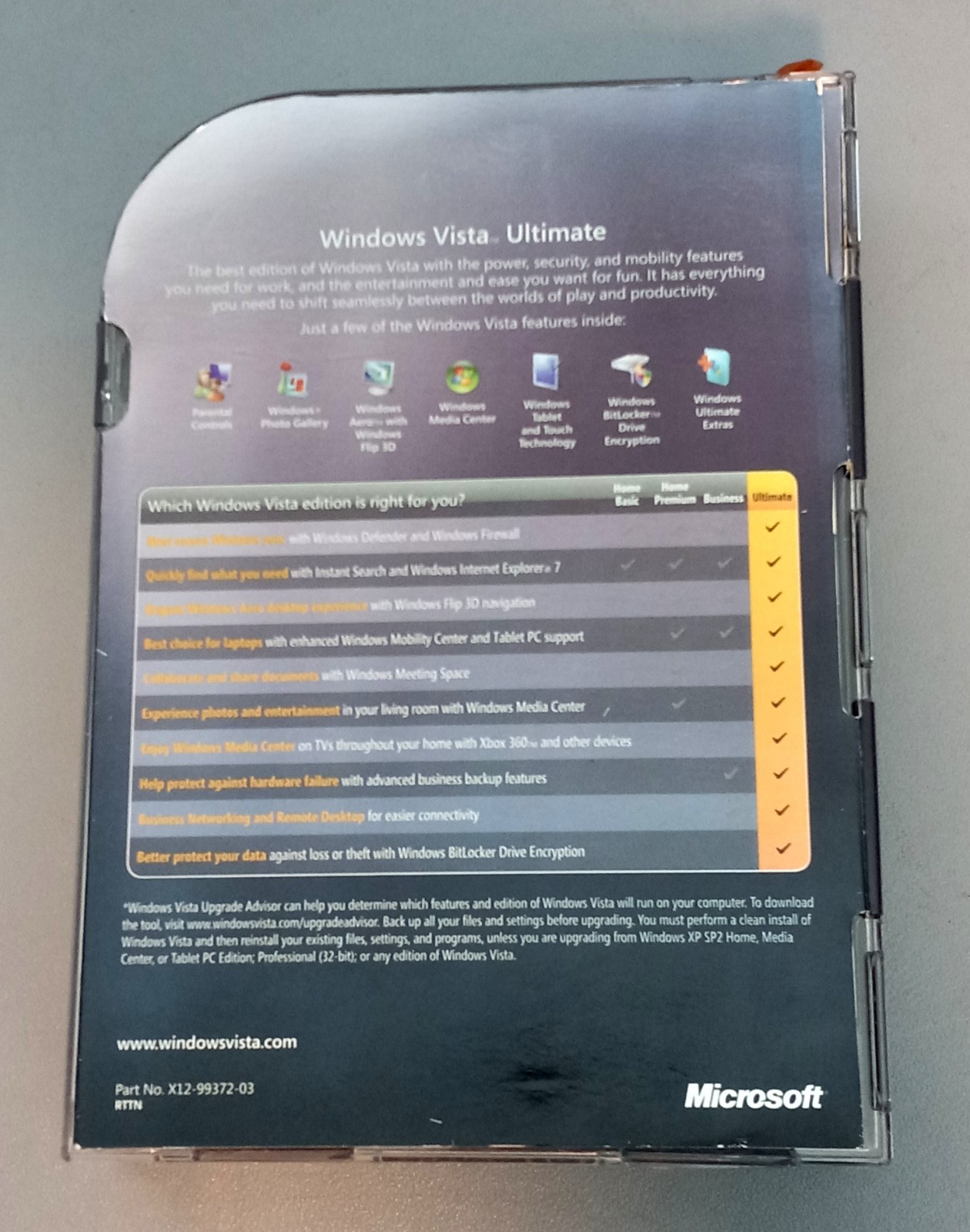 MS Windows Vista Ultimate Upgrade 32 & 64 Bit Genuine 2-Discs with Key