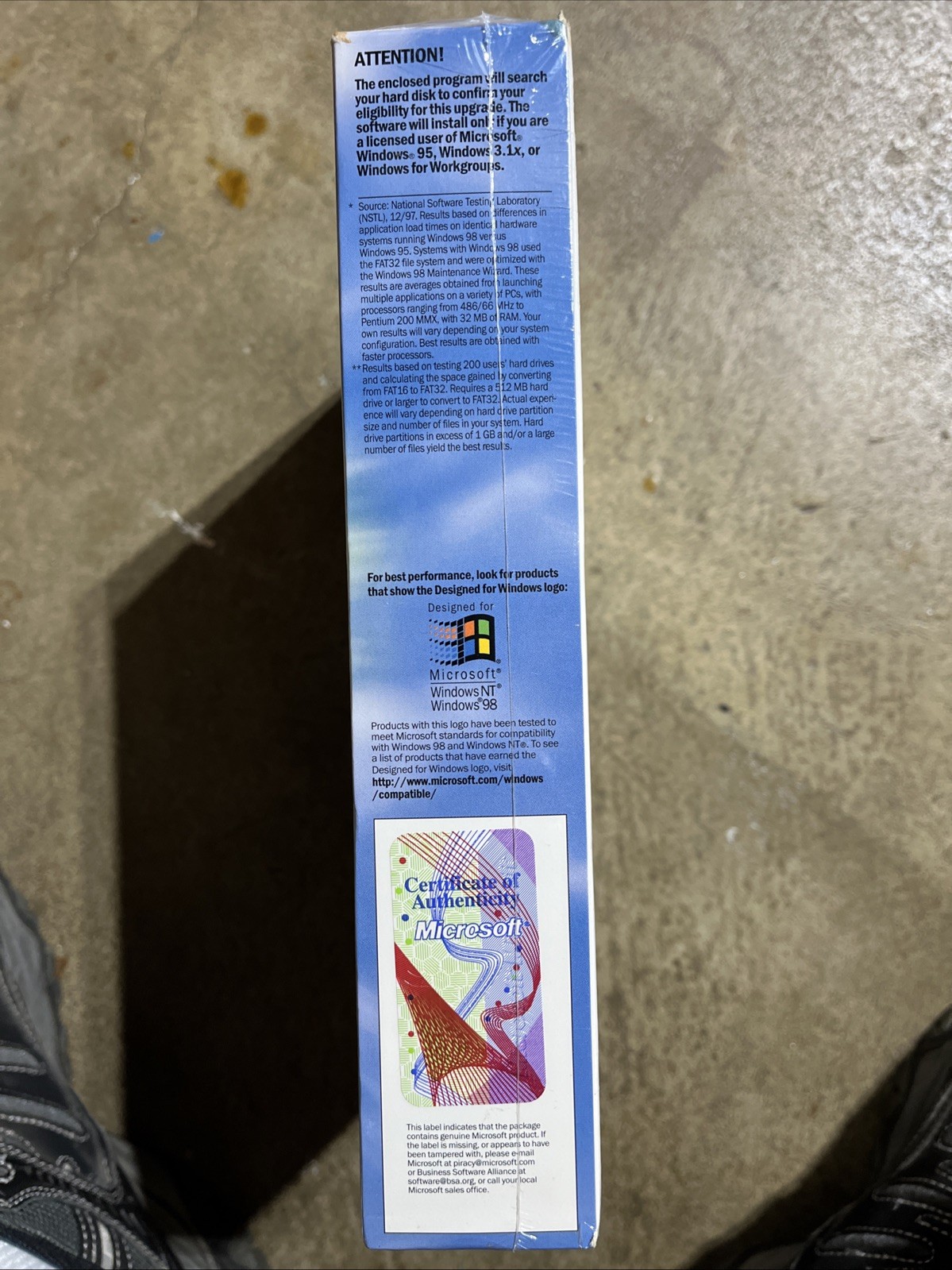 Microsoft Windows 98 Upgrade In Factory Plastic. Factory Sealed.