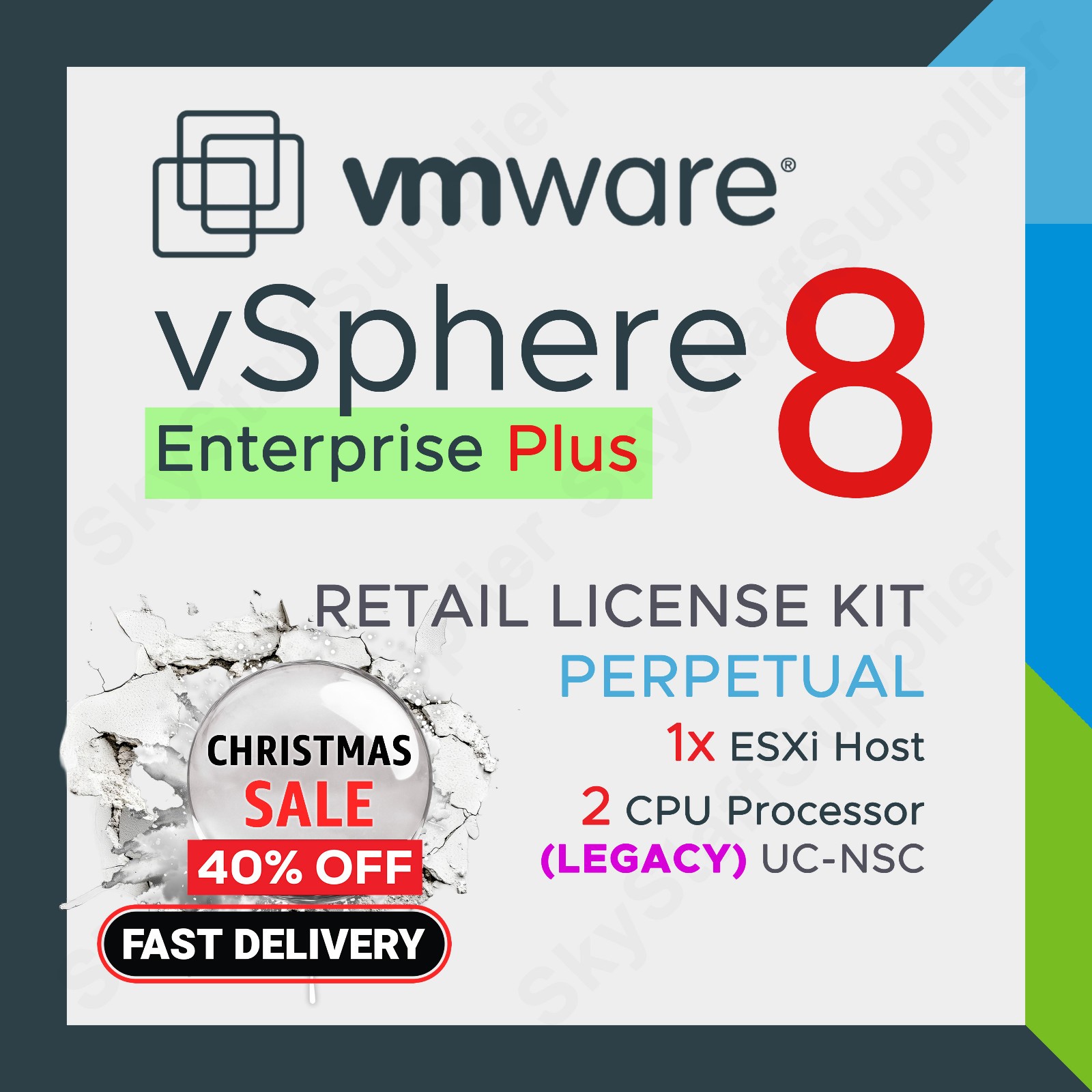 VMware vSphere Enterprise Plus v.8 Perpetual License 2 CPU – UC NSC RETAIL PACK
