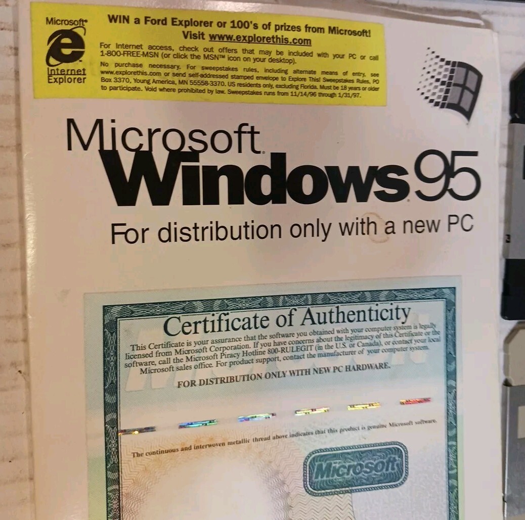 MICROSOFT WINDOWS 95 – Upgrade 3.5 Inch Floppy Disk Software 1 to 13 +