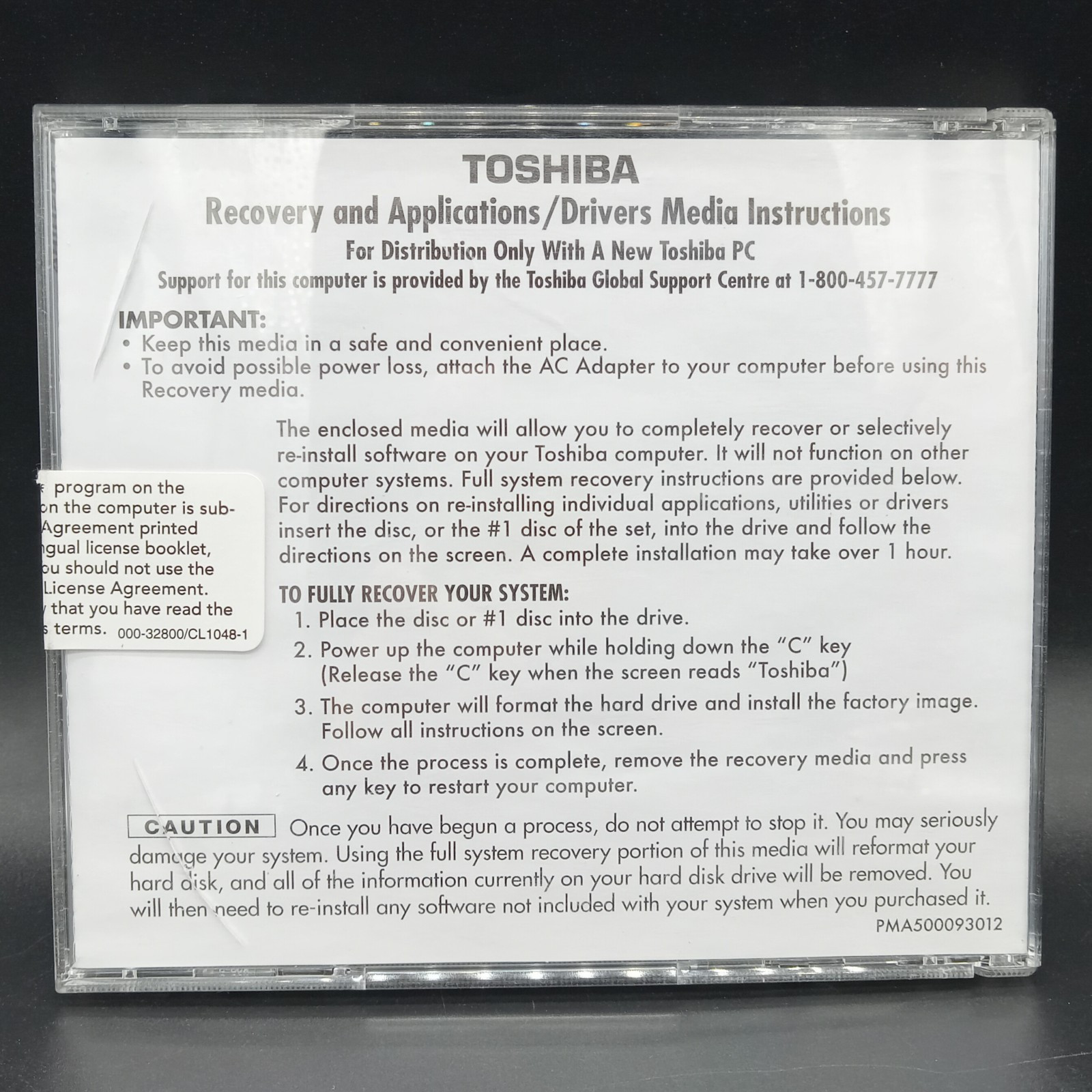 Toshiba Recovery and Applications Drivers DVD Satellite L20 L25 Series Sealed