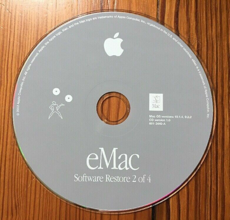 2002 Macintosh eMac System Software Restore Puma Mac OS 10.1.4 9.2.2 CD Discs