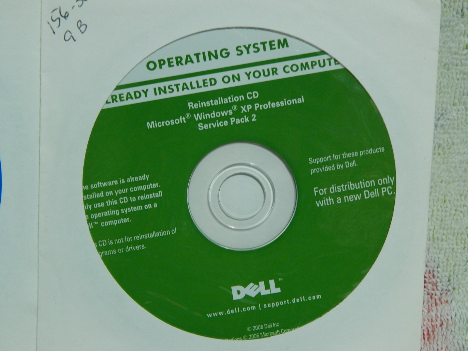 Dell Windows XP Professional Service Pack 2 Reinstallation CDROM Software