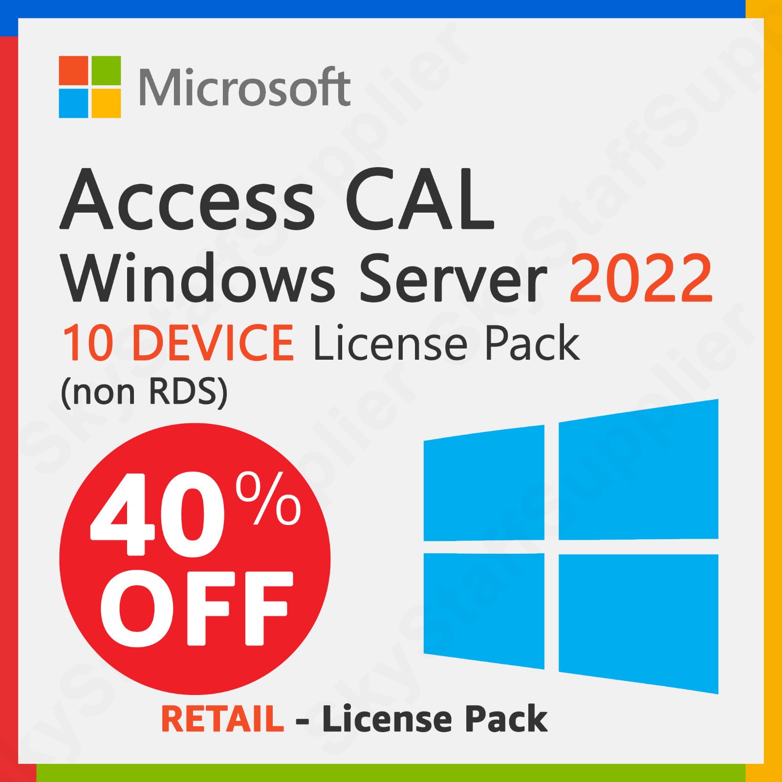 10 Device ACCESS CALs (not RDS) for Microsoft Windows Server 2022 Retail PACK