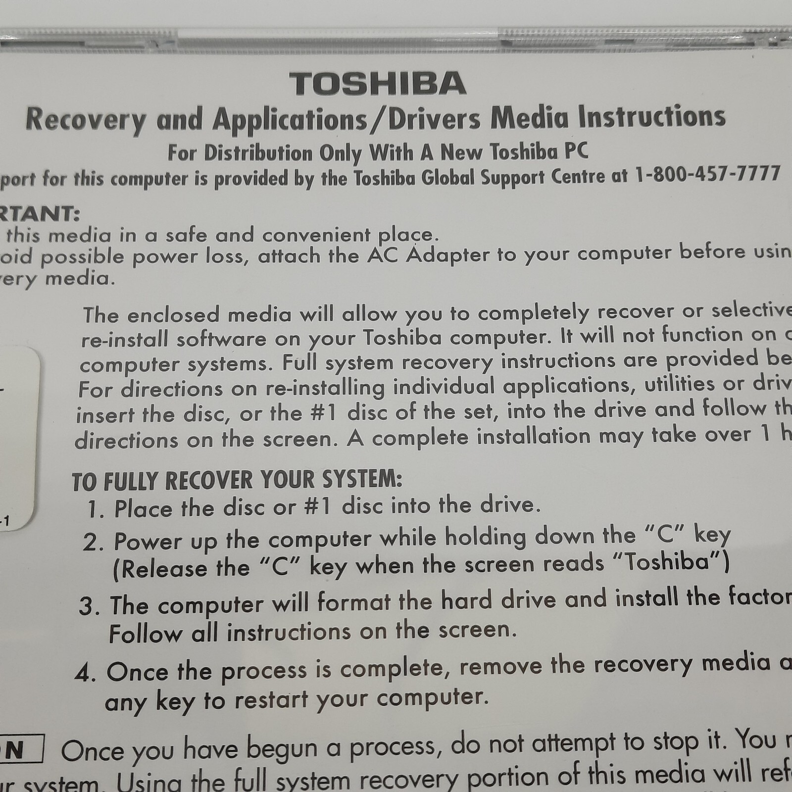 Toshiba Recovery and Application Drivers DVD Satellite M100/M105 NEW SEALED