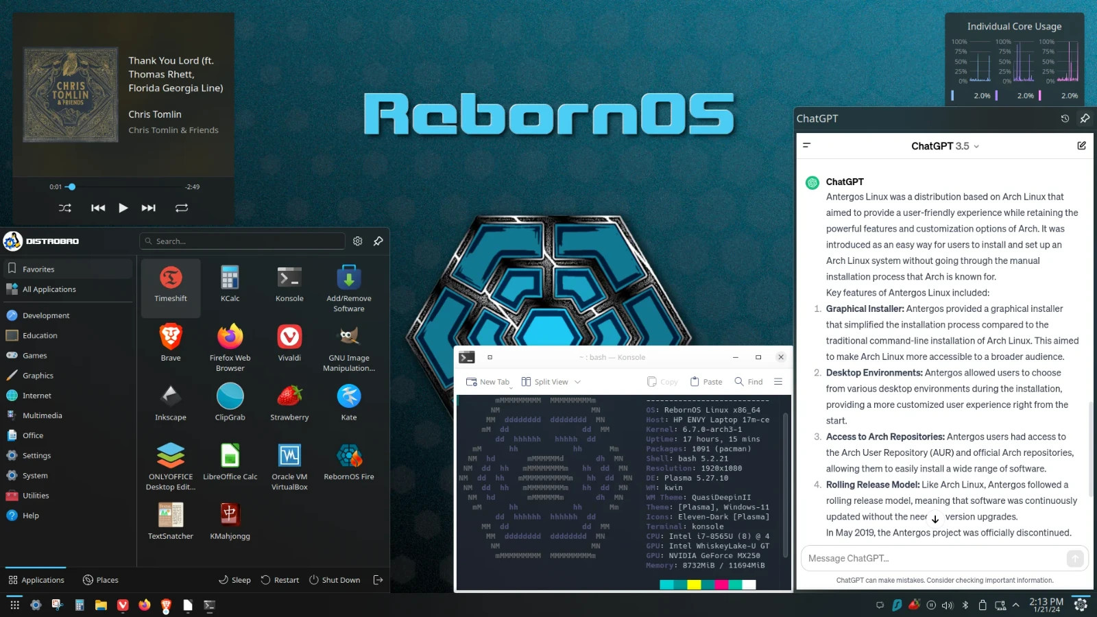 RebornOS Linux OS – LATEST VERSION – USB / LIVE DVD MAC, PC