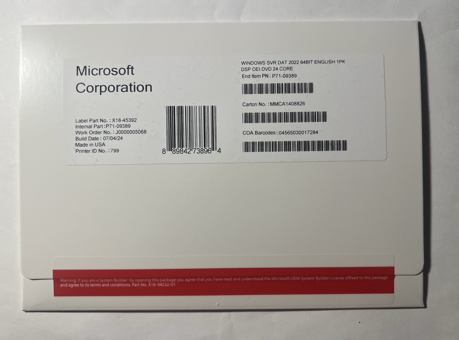 Microsoft Windows Server 2022 Datacenter 24 Core + Key