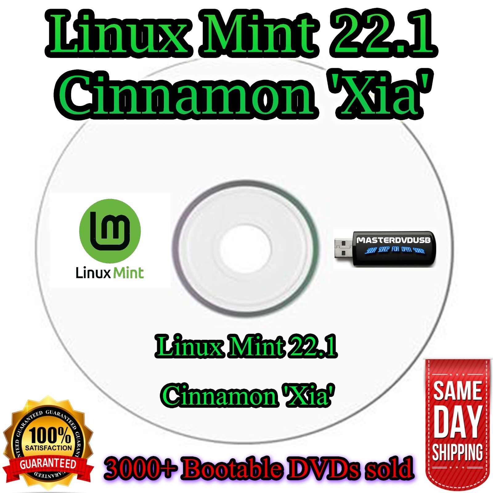 Linux Mint 22.1 Cinnamon 'Xia’ Bootable DVD – Laser Printed Label, Same-Day CALI