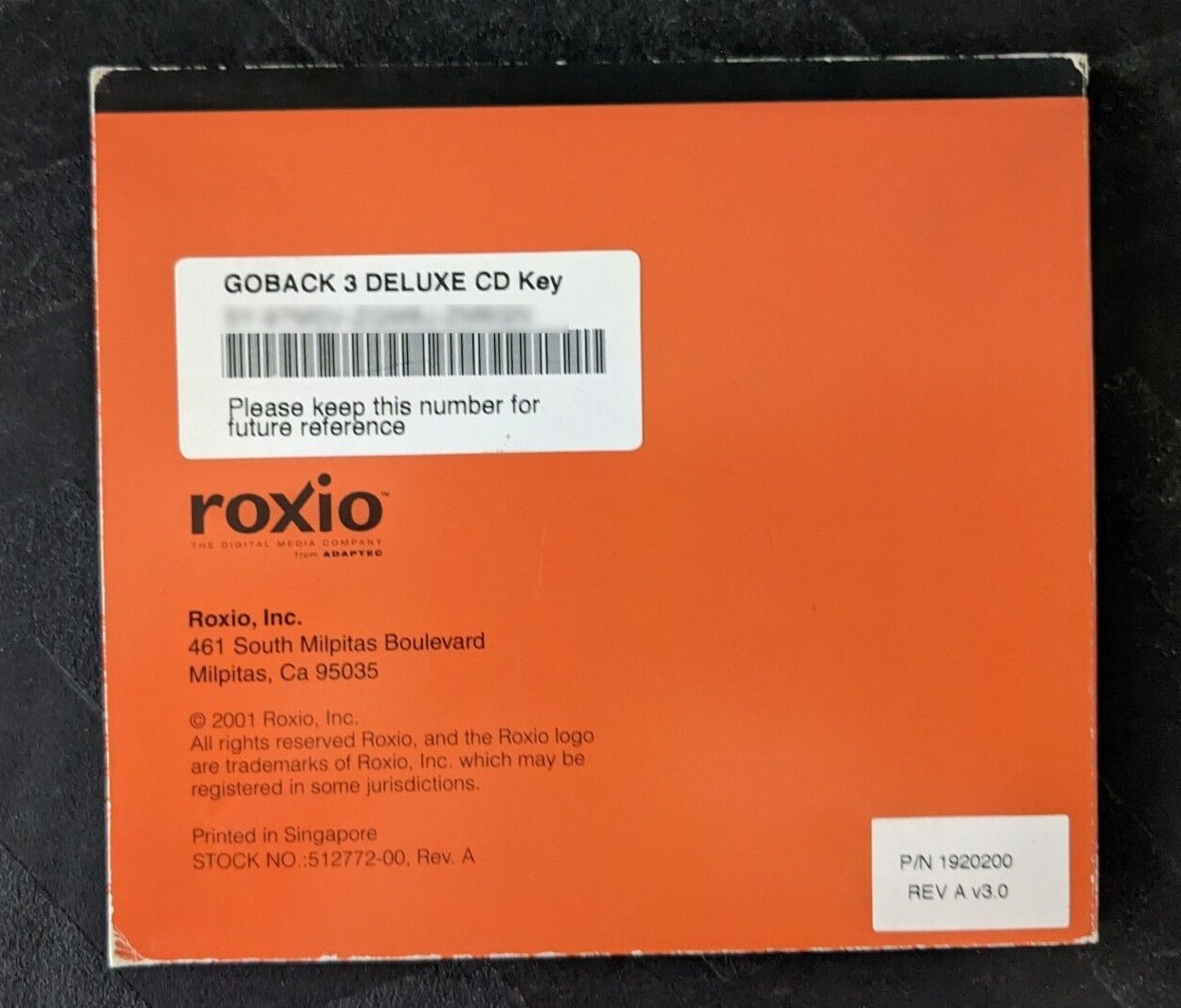 GoBack 3 Deluxe CD by Roxio 2001 ~ CD-ROM