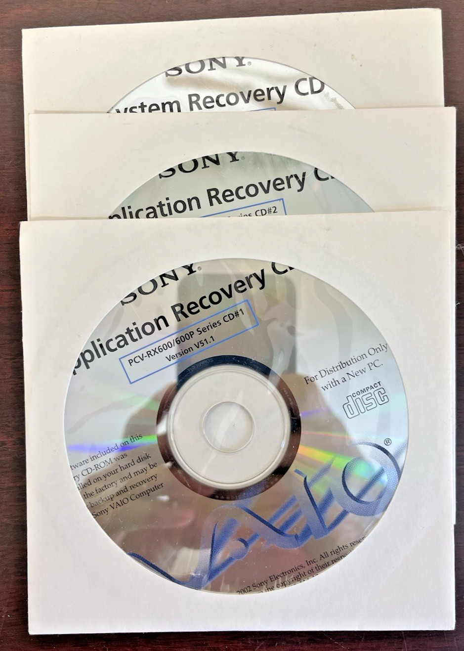 Sony VAIO Recovery CD – Driver/System/Application – PCV‑RX/K Series OEM