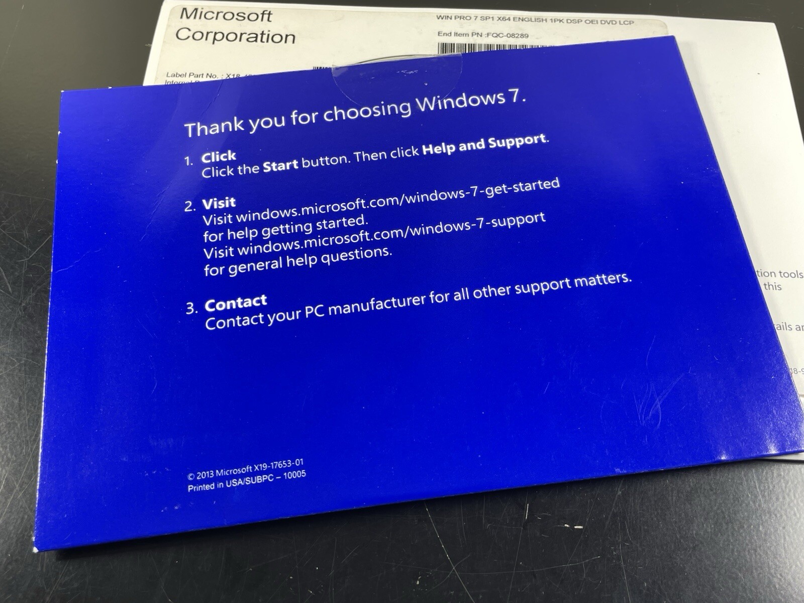Microsoft Windows 7 Professional 64 SP1 Bit Full Version DVD W/ Product Key