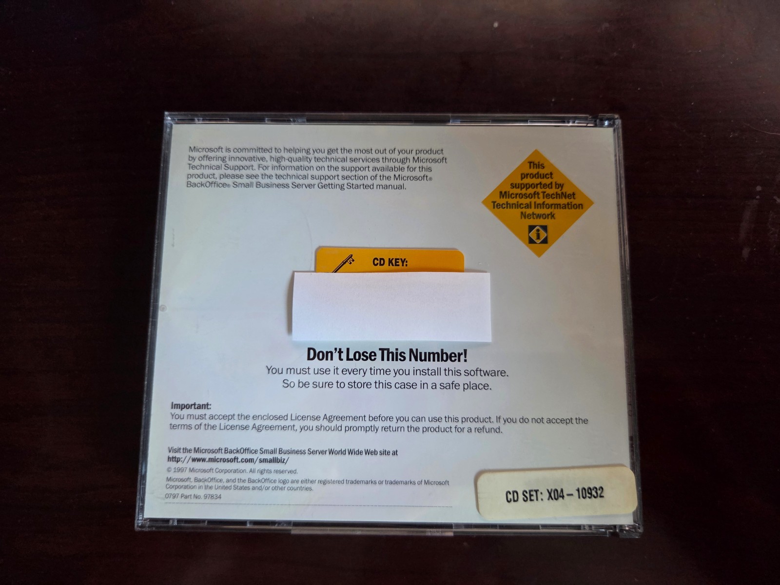 Microsoft BackOffice Small Business Server 4.0 software w/ key 1997 Windows OS