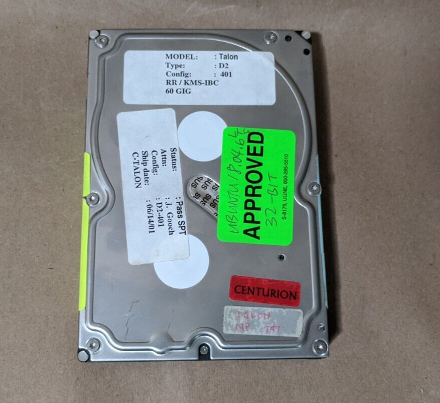 Centurion Live Boot 60GB IDE Hard Drive Ubuntu 18.04.06 OS Bootable PreInstalled