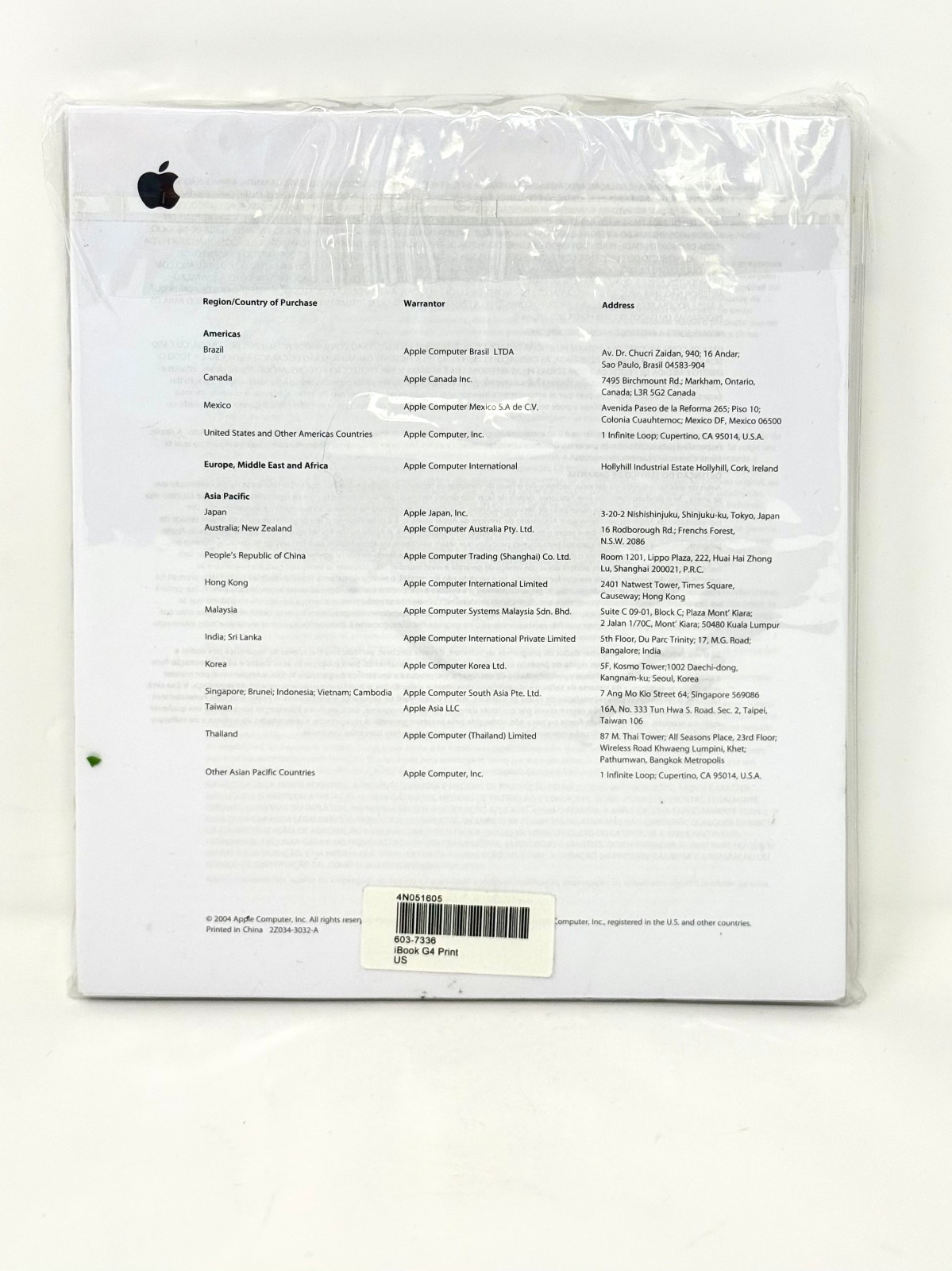 Apple iBook G4 Install Discs Cord User’s Guide Sealed Setup Package