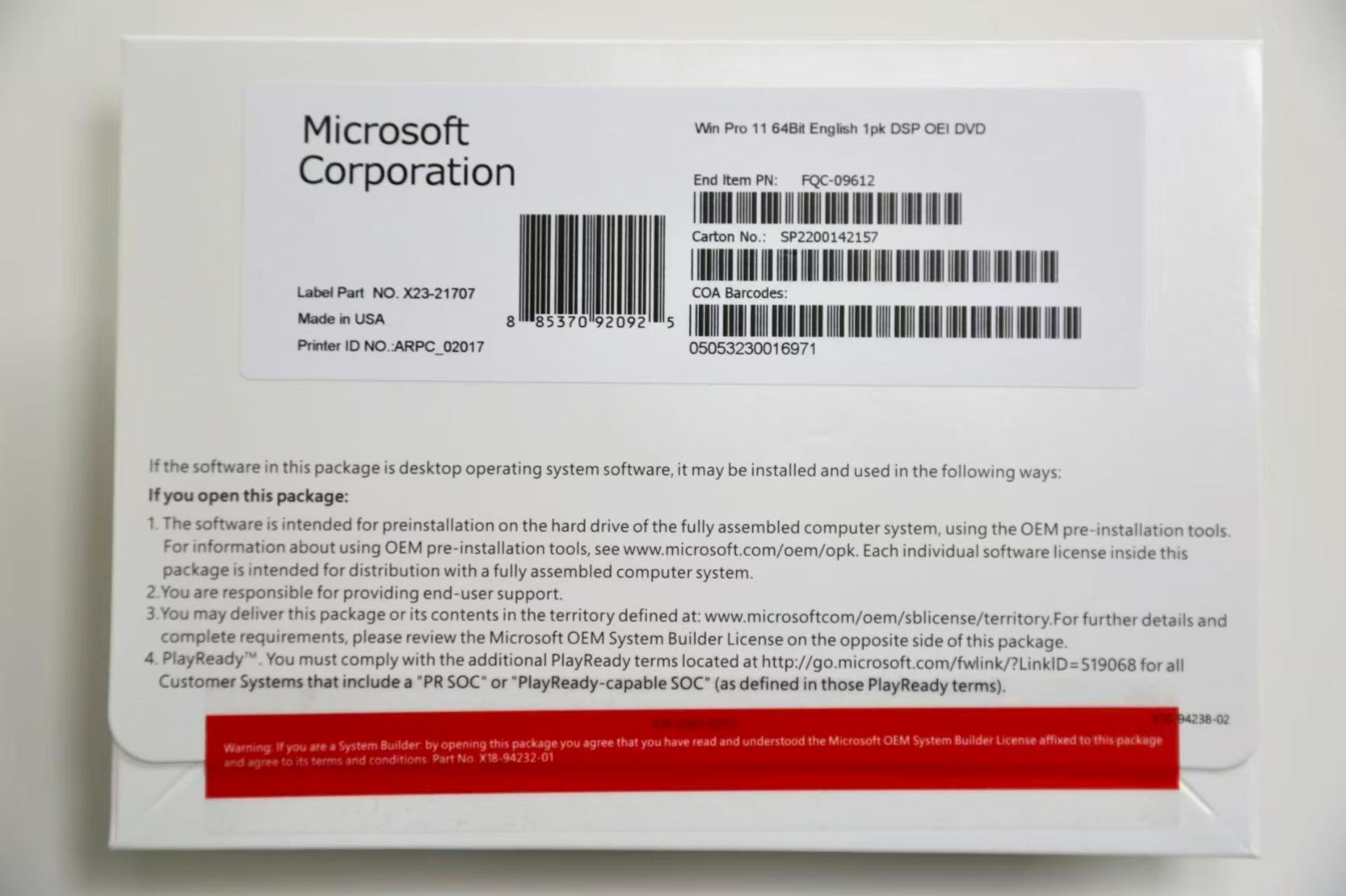 Win 11 Pro 64-Bit DVD & Product Key Factory Sealed FREE US Shipping&