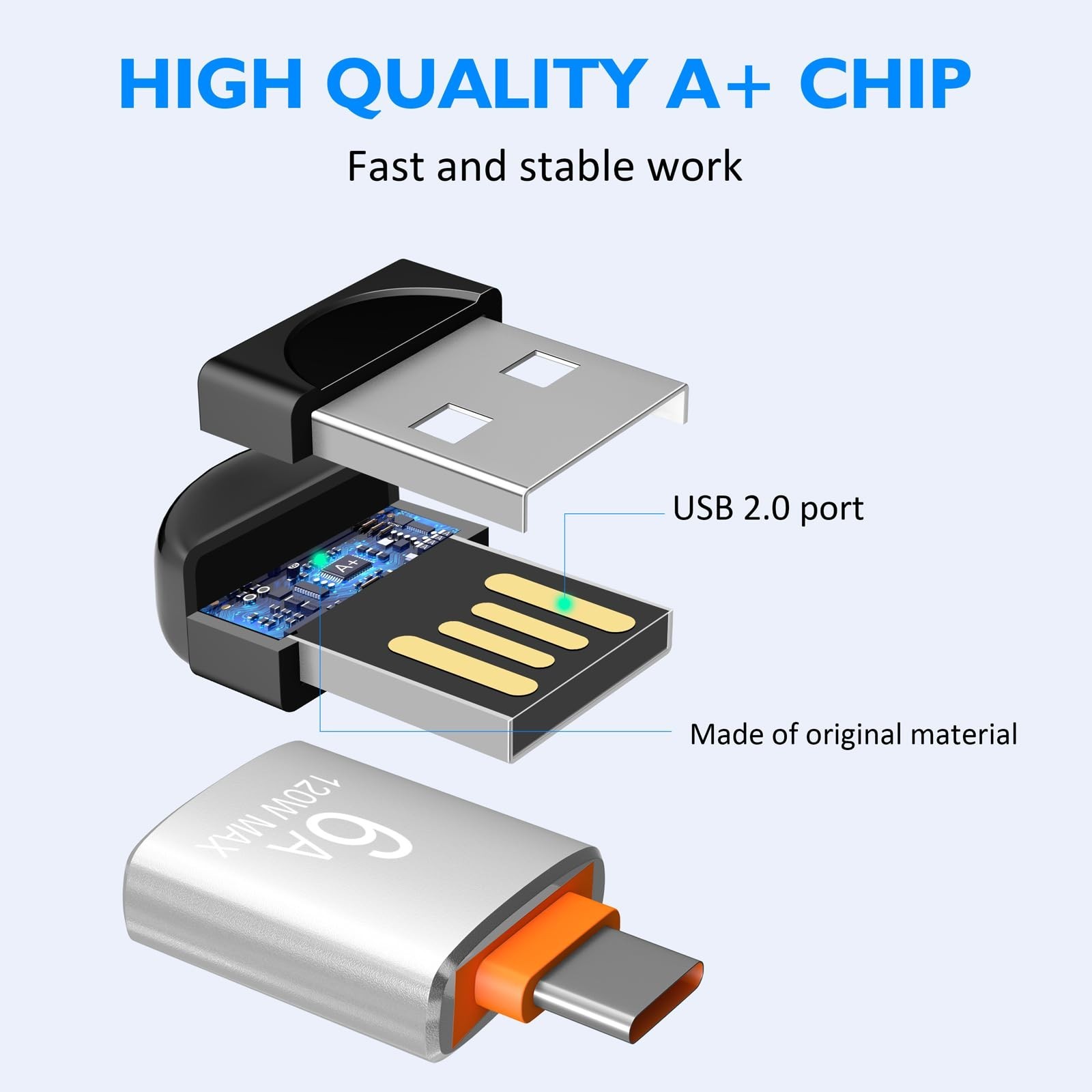 EASTBULL 4GB Small Flash Drives 5 Pack USB2.0 Mini USB Drive with a USB-C Ada…