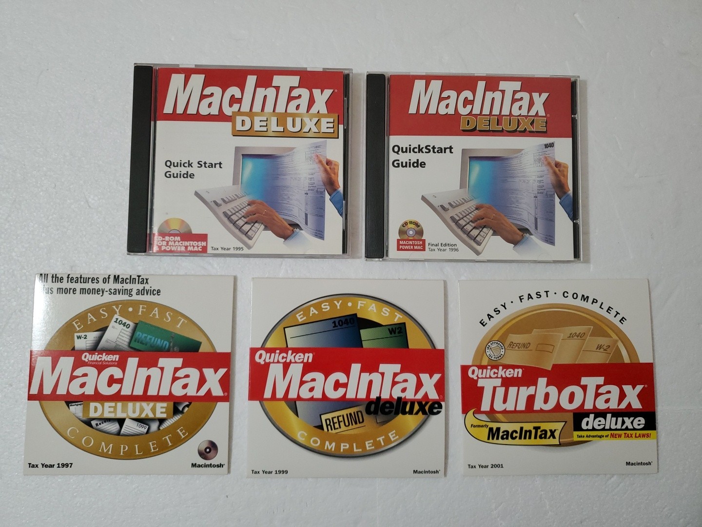 Quicken MacInTax deluxe 1995, 96, 97, 99, 2001 – Macintosh Tax Software Vintage