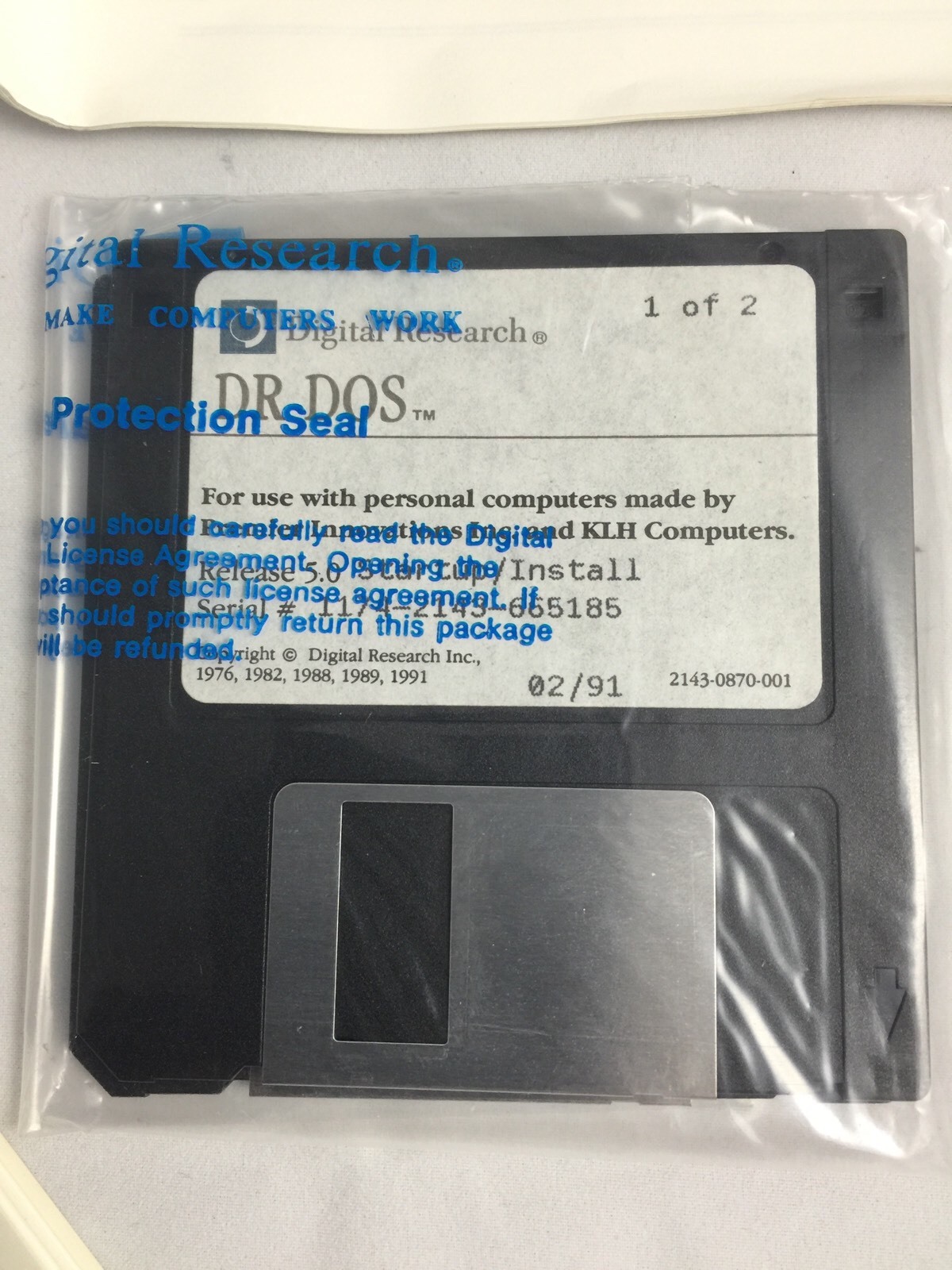 NEW DOS 5.0 Vintage Collectible Digital Research 3.5″ Disk DR DOS 5 Rare 1991-92