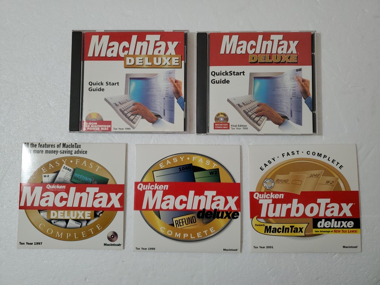 Quicken MacInTax deluxe 1995, 96, 97, 99, 2001 – Macintosh Tax Software Vintage