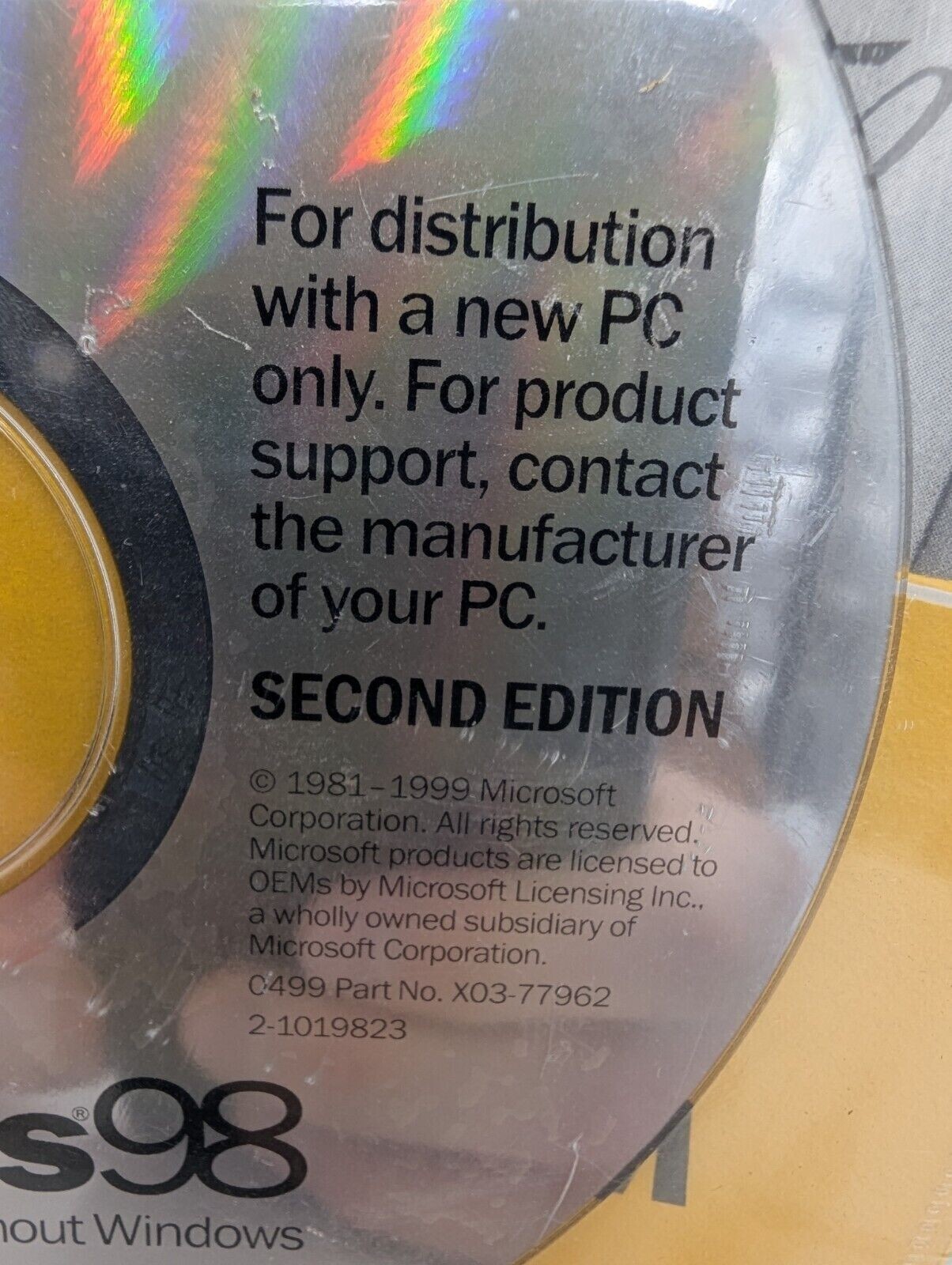 Microsoft Windows 98 Second Edition New Sealed CD w/ COA Product Key