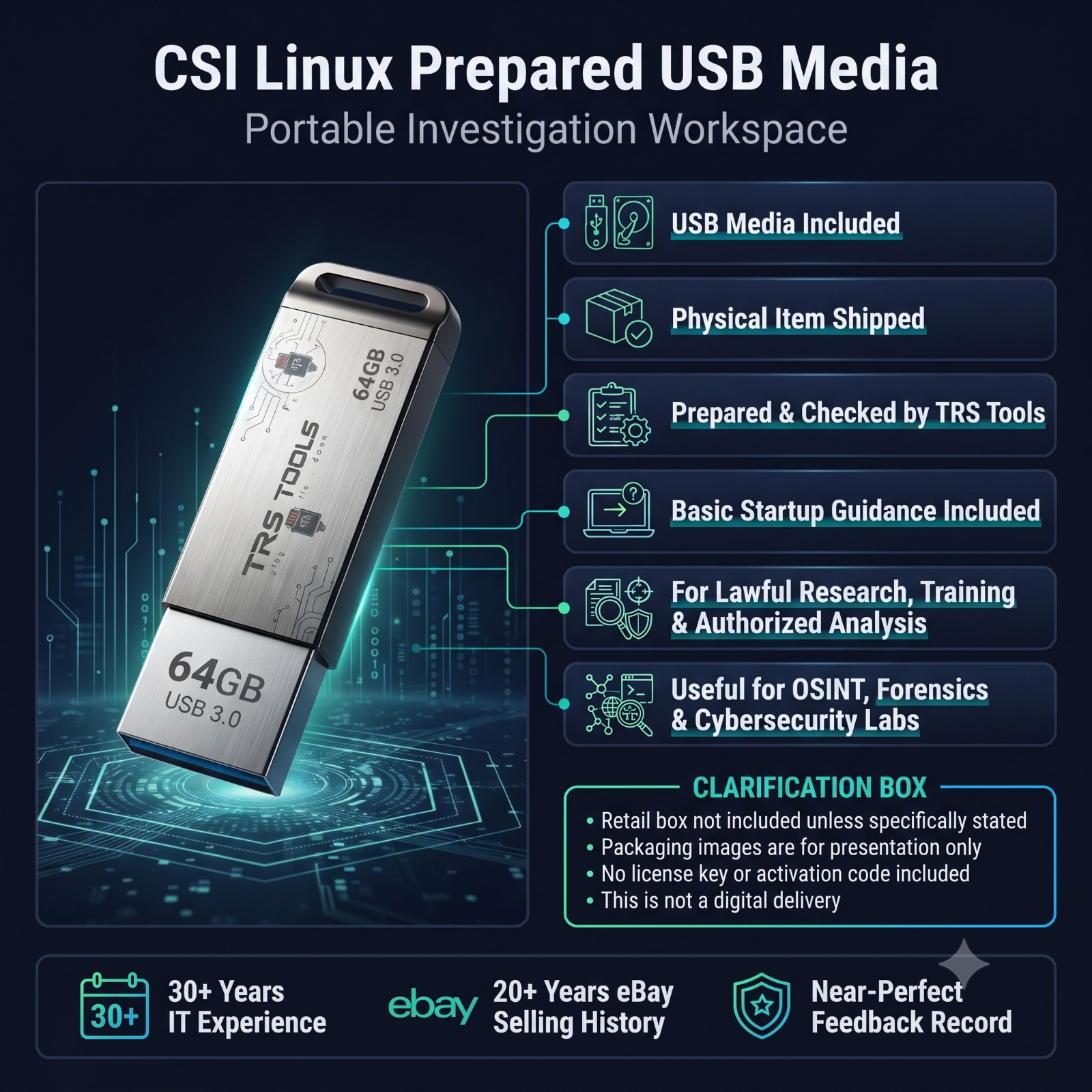 Bootable CSI Linux USB 64GB For Cybersecurity OSINT Labs