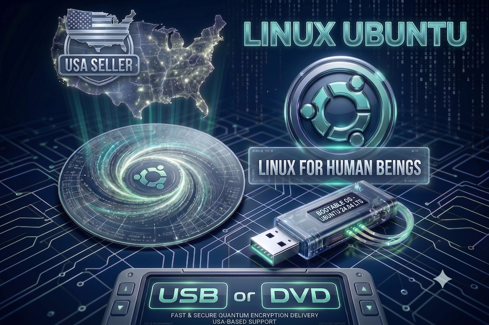 🔥Ubuntu Linux Installer USB or DVD (Newest Version)💻Bootable Recovery Drive OS