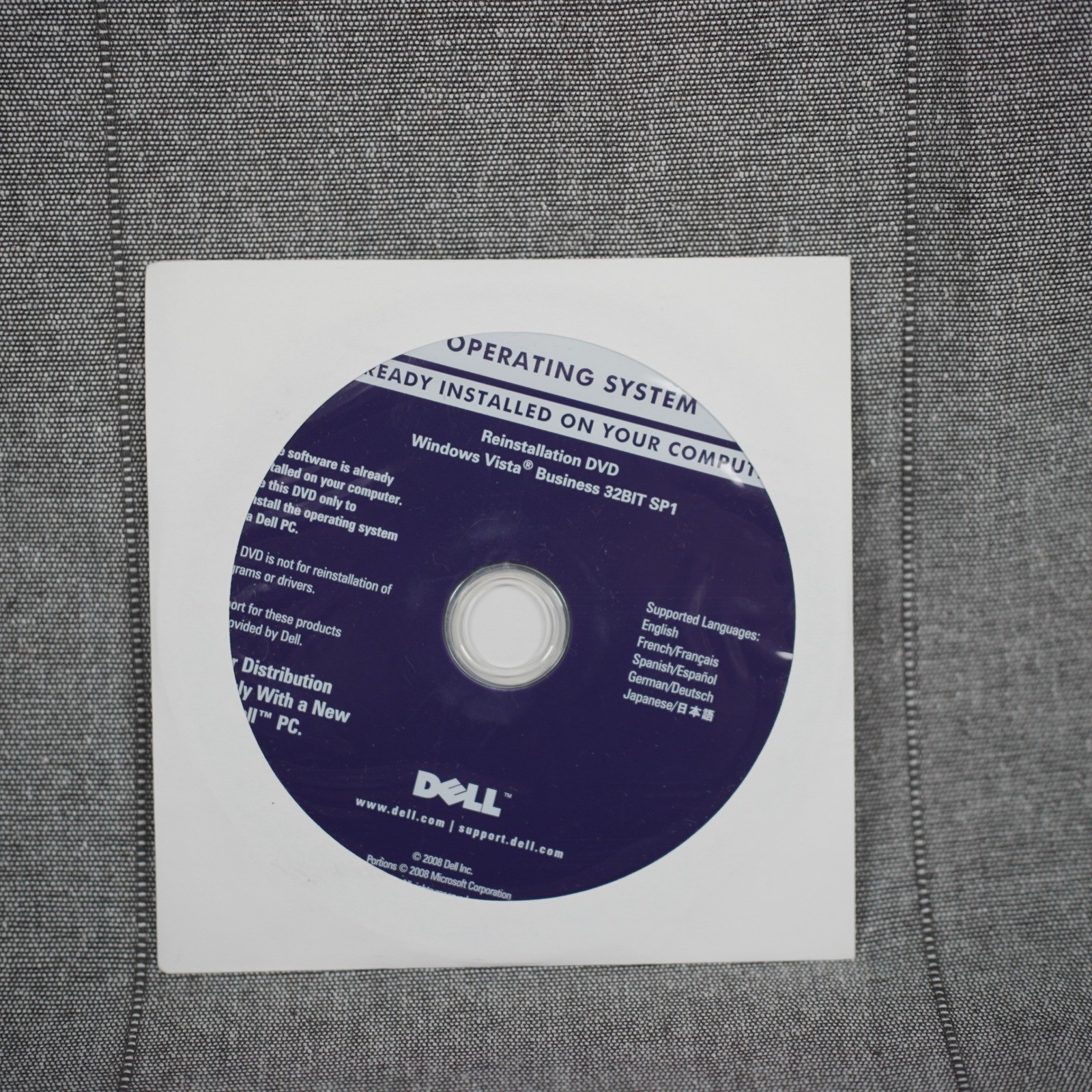Dell Windows Vista Business 32BIT SP1 Reinstallation DVD 0J229H New Sealed
