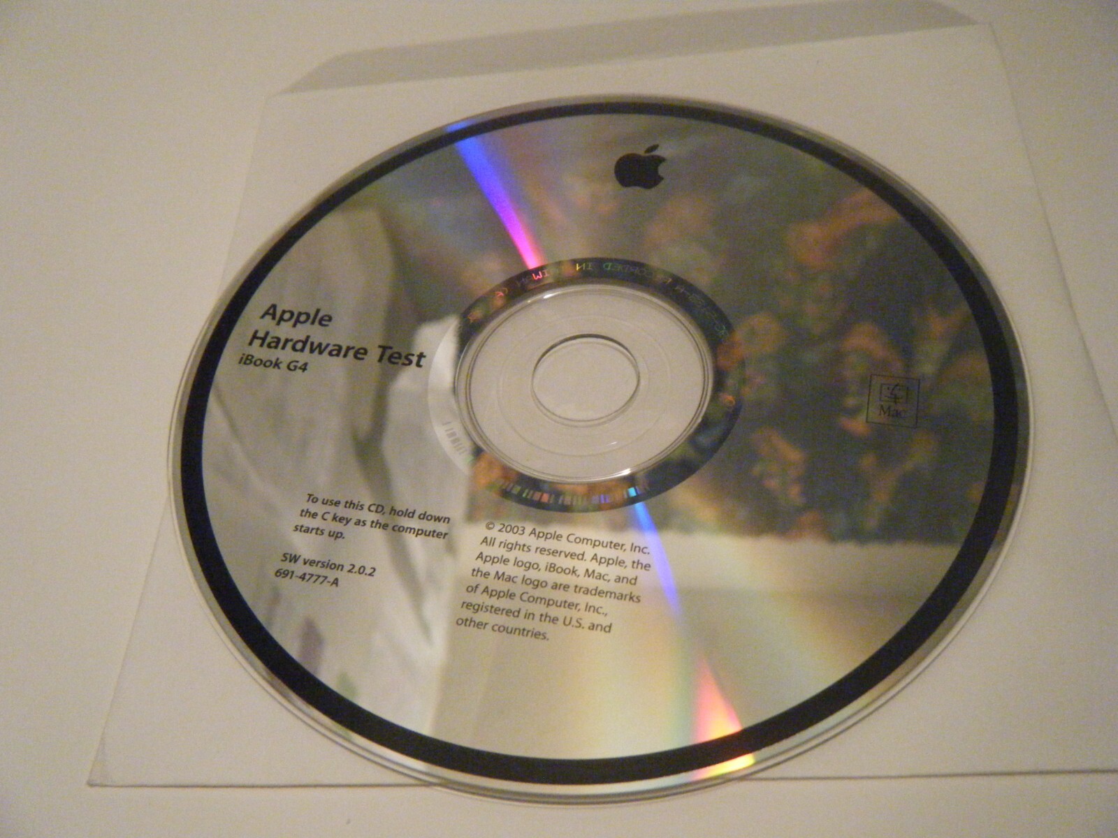 Apple iBook G4 Hardware Test for Diagnosing Hardware Problems. SW Version 2.0.2