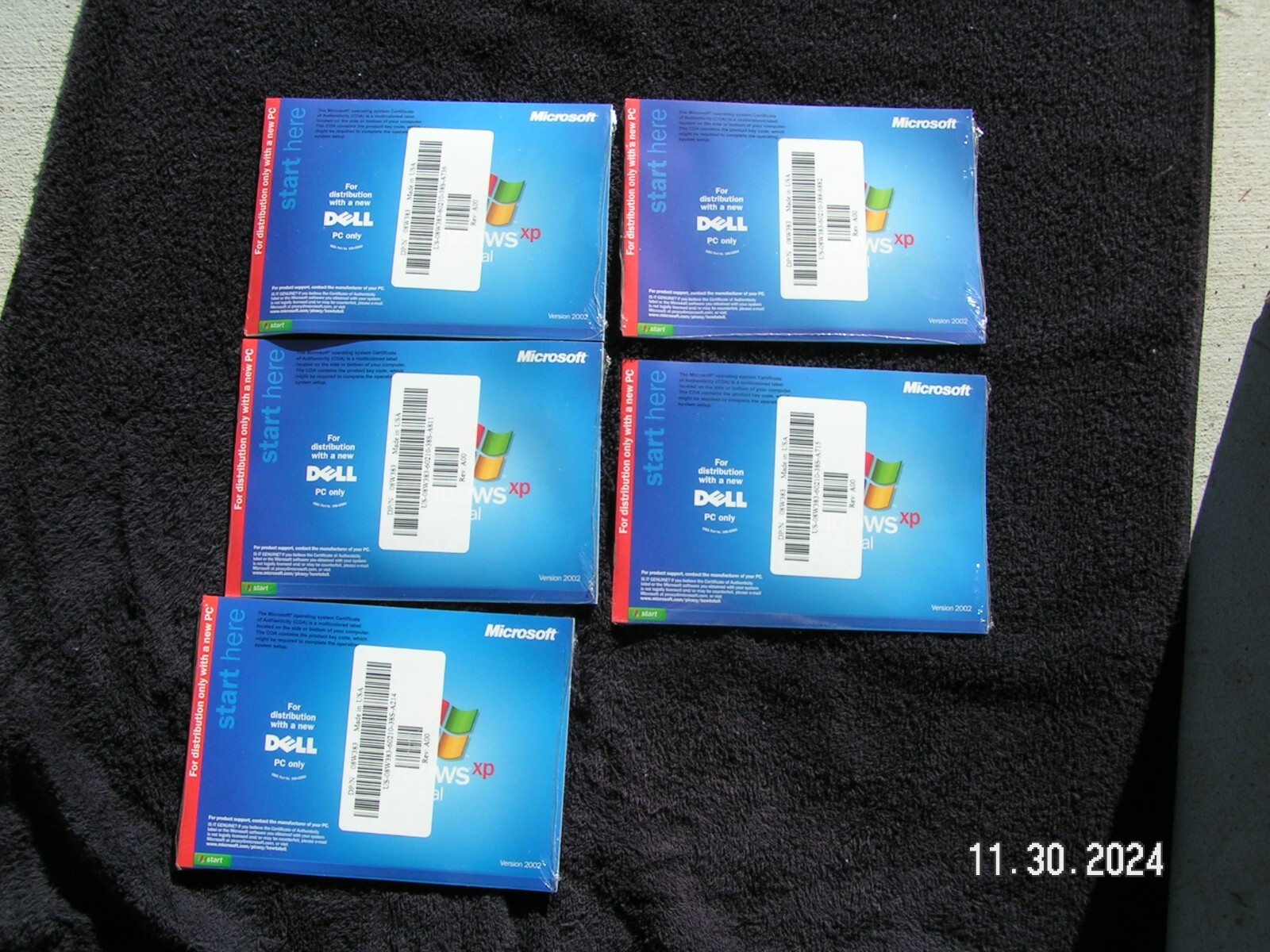 5 DELL MICROSOFT XP SP1 PROFESSIONAL SOFTWARE