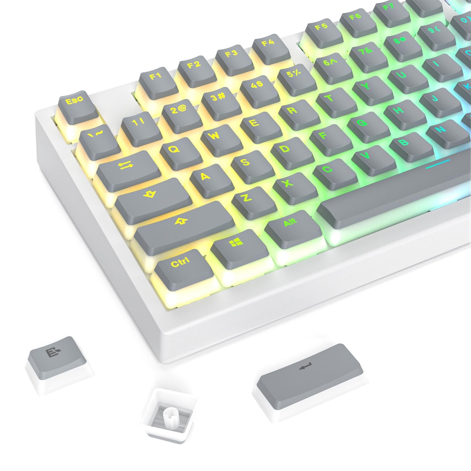 Guffercty kred 117-Key Grey Pudding Keycaps, OEM Profile PBT Anti-Wear Transl…