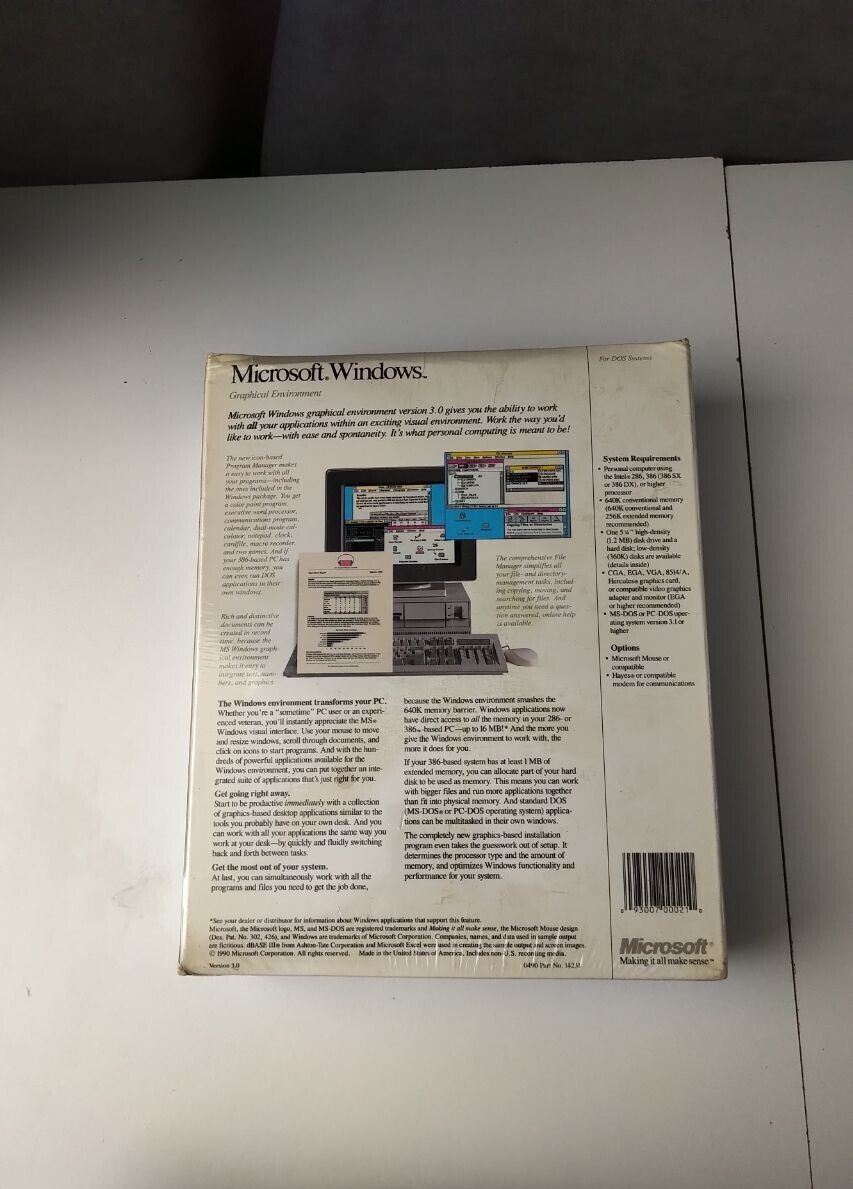 Microsoft Windows Graphical Environment for DOS – Sealed with Bonus Daybook