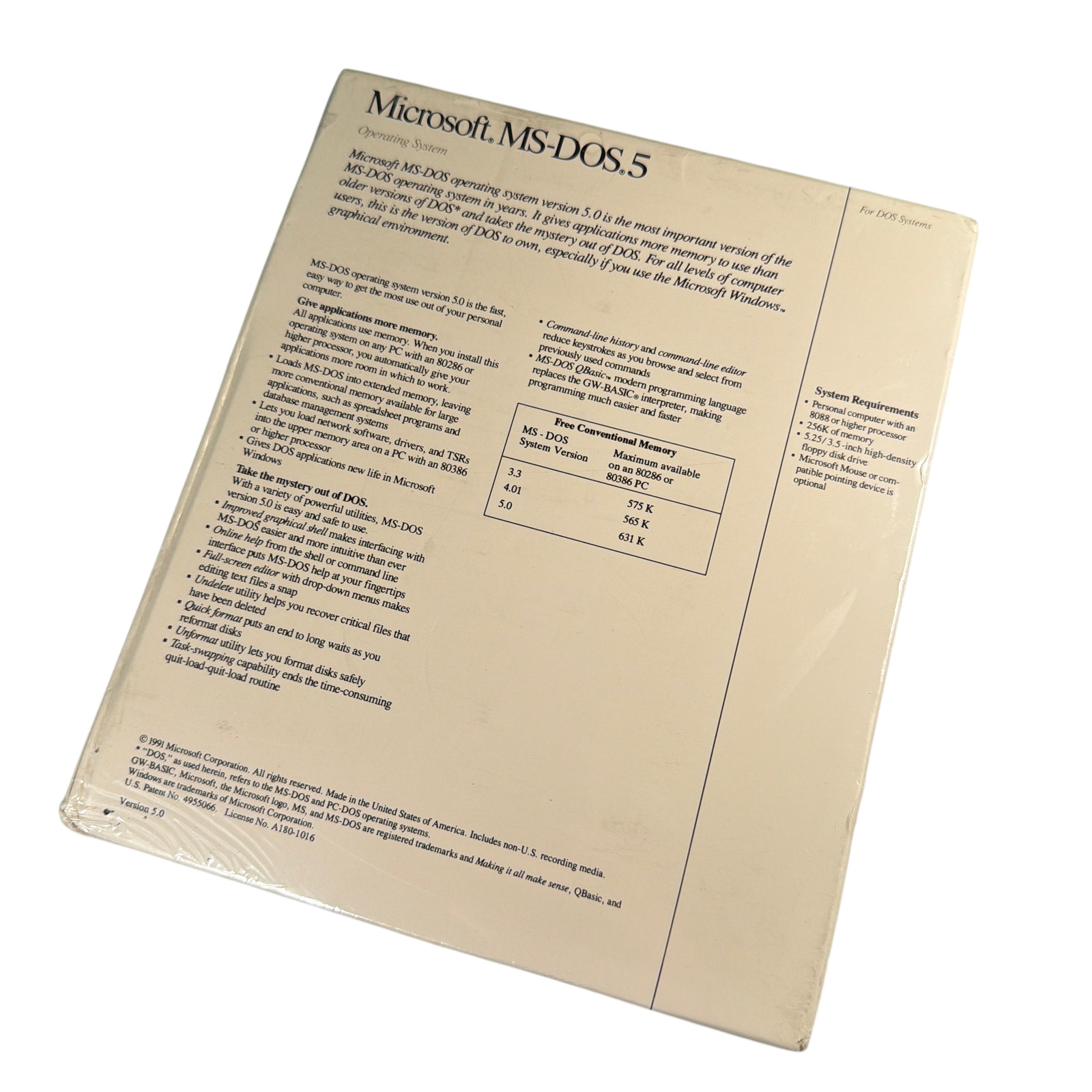 Microsoft MS-DOS 5.5 OEM Operating System Sealed 5.25 High-Density Disks ProVite