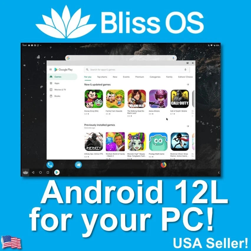 Bliss OS (Android OS) for PC/Laptop – 32GB Live USB Installer + Google Play