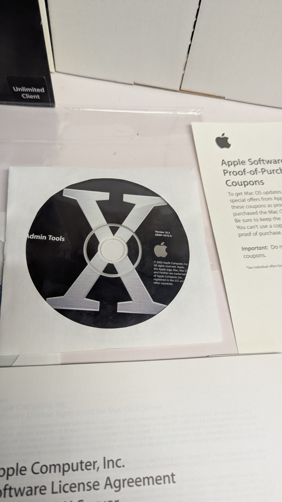 Apple Mac OS X Server 10.3 Panther unlimited clients key, OEM 4 CD Big Box