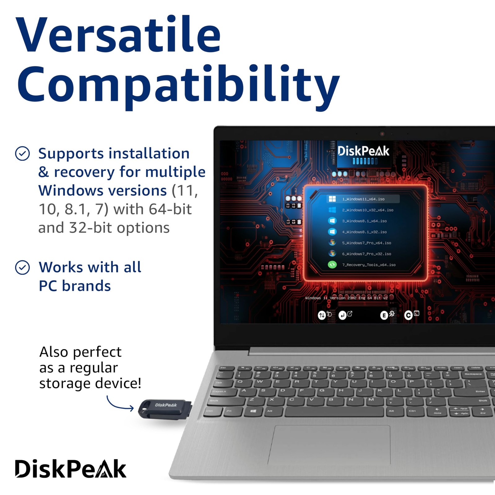 64GB Bootable USB Drive for Windows 11 & 10 – Clean Install, Upgrade, Reinsta…
