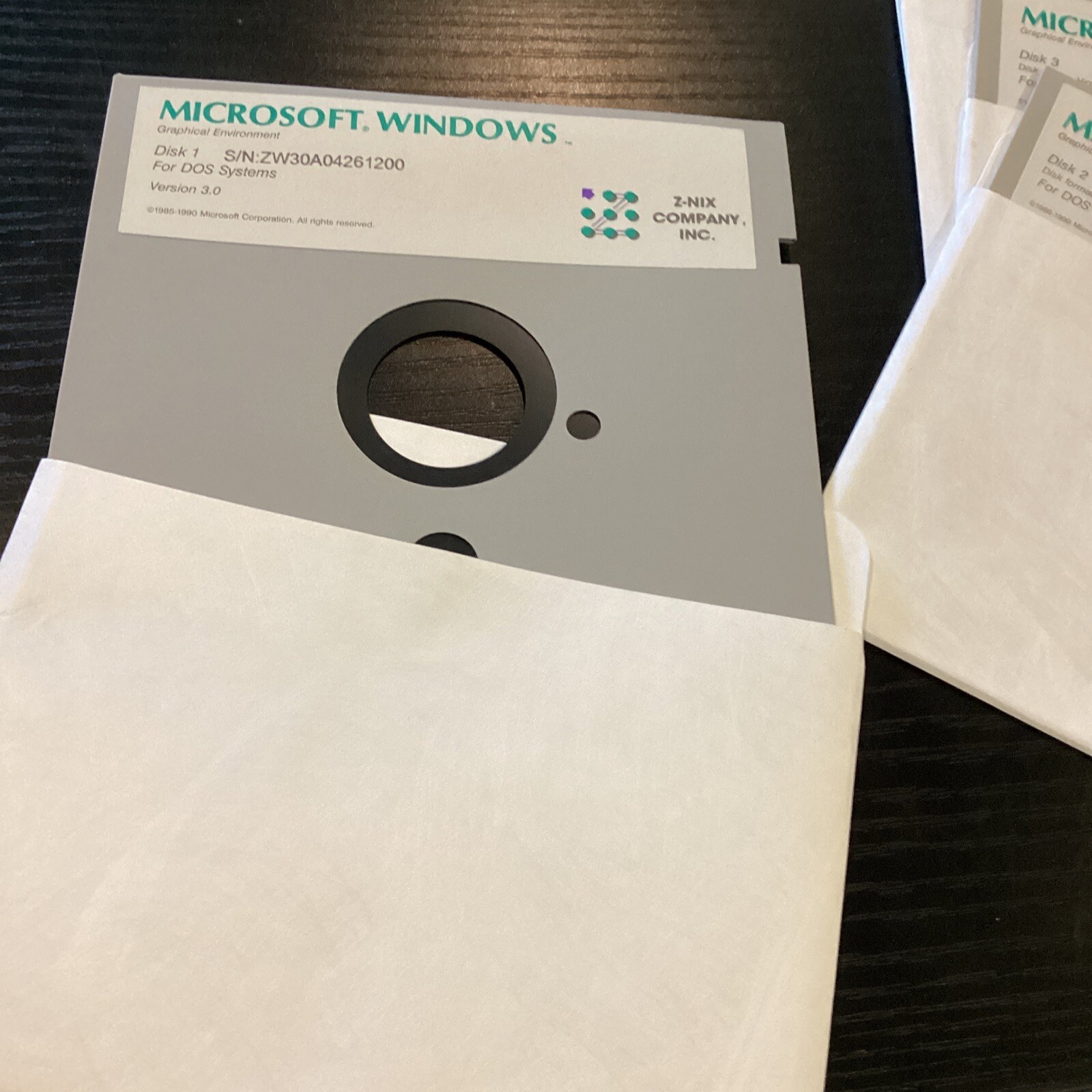 Lot of (5) Microsoft Windows for DOS Systems Version 3.0 5.25″ Floppy Disks