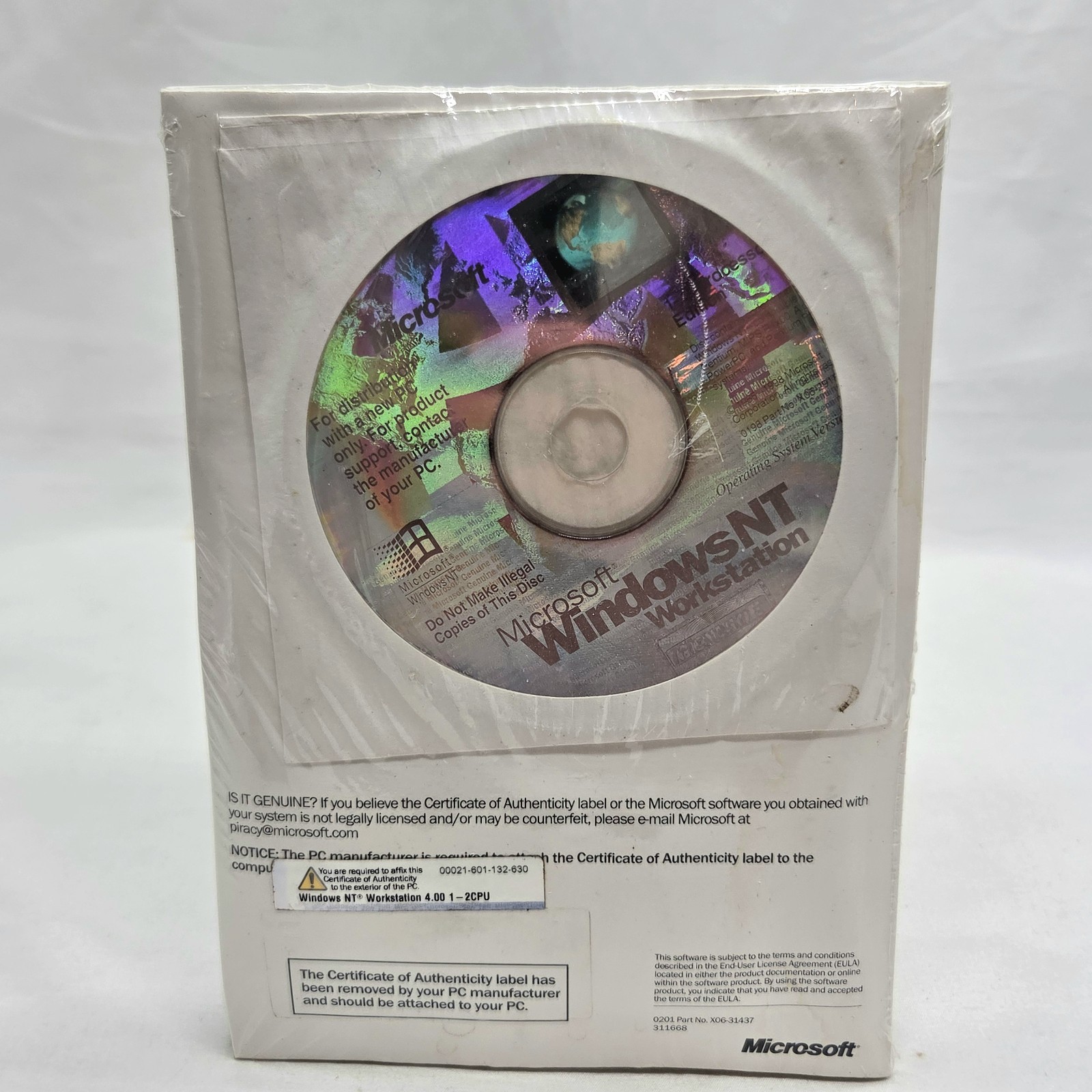 Windows NT 4.0 Workstation CD & 3 Floppy Disks PC 1-2 CPU NEW/Sealed