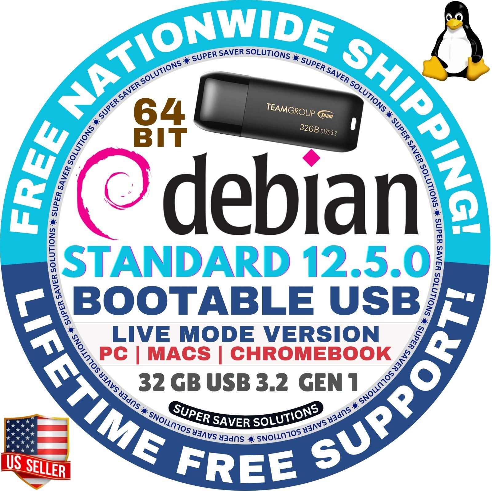 DEBIAN 12.5.0 LINUX OS LIVE/INSTALL DVD/USB, CINNAMON, XFCE, MATE, GNOME, KDE