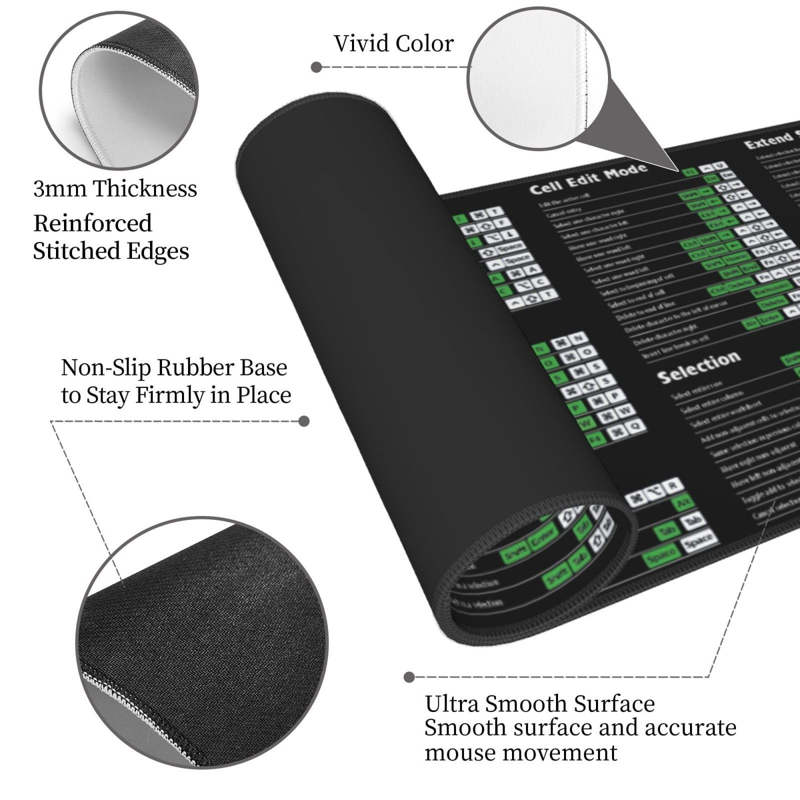 Computer Office Os Word Excel Shortcut Shortcuts Keys Mouse Pad XL Extended D…