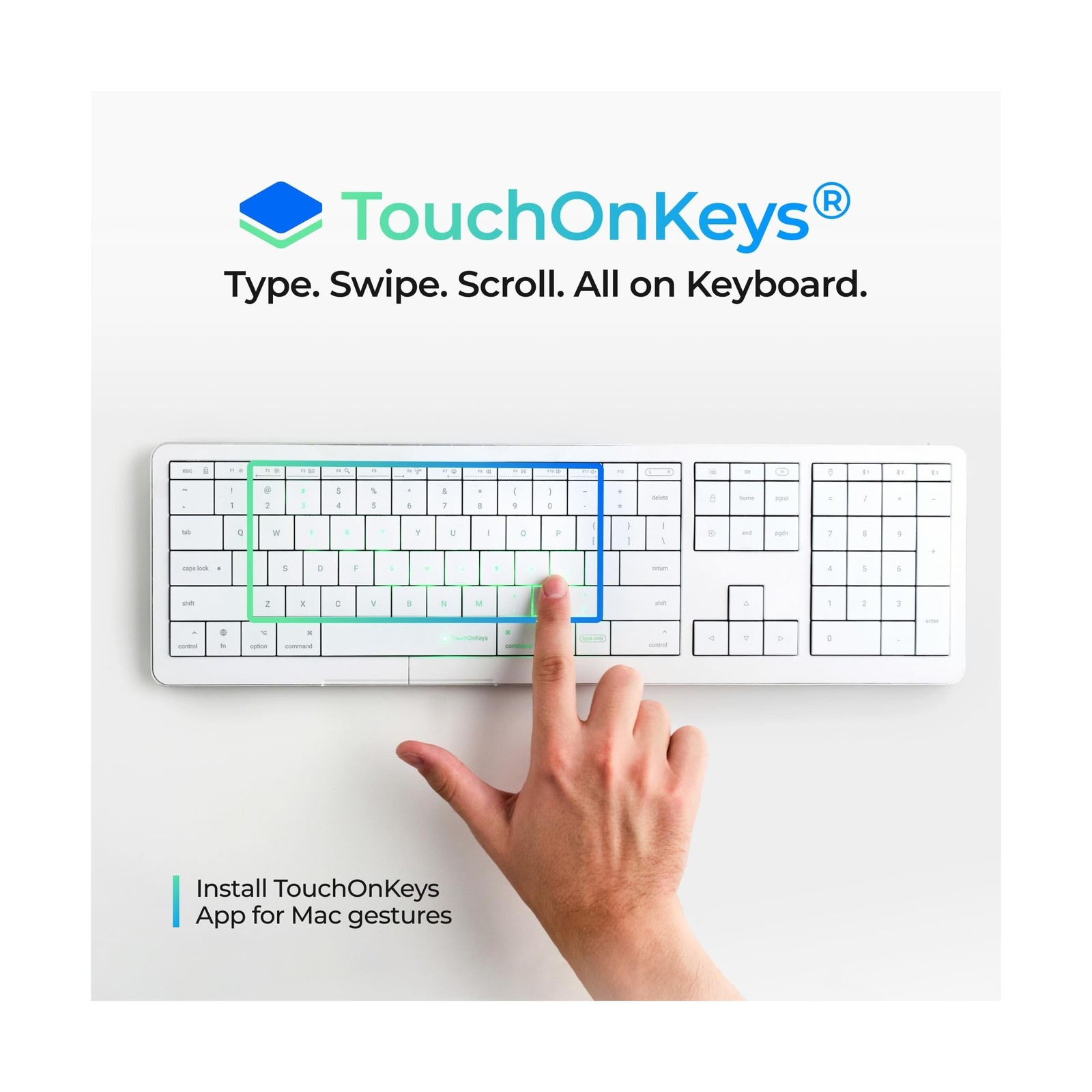 CLVX 1 Mac | Touch On Keys & Gestures AI Keyboard | Bluetooth & USB-C | Low P…