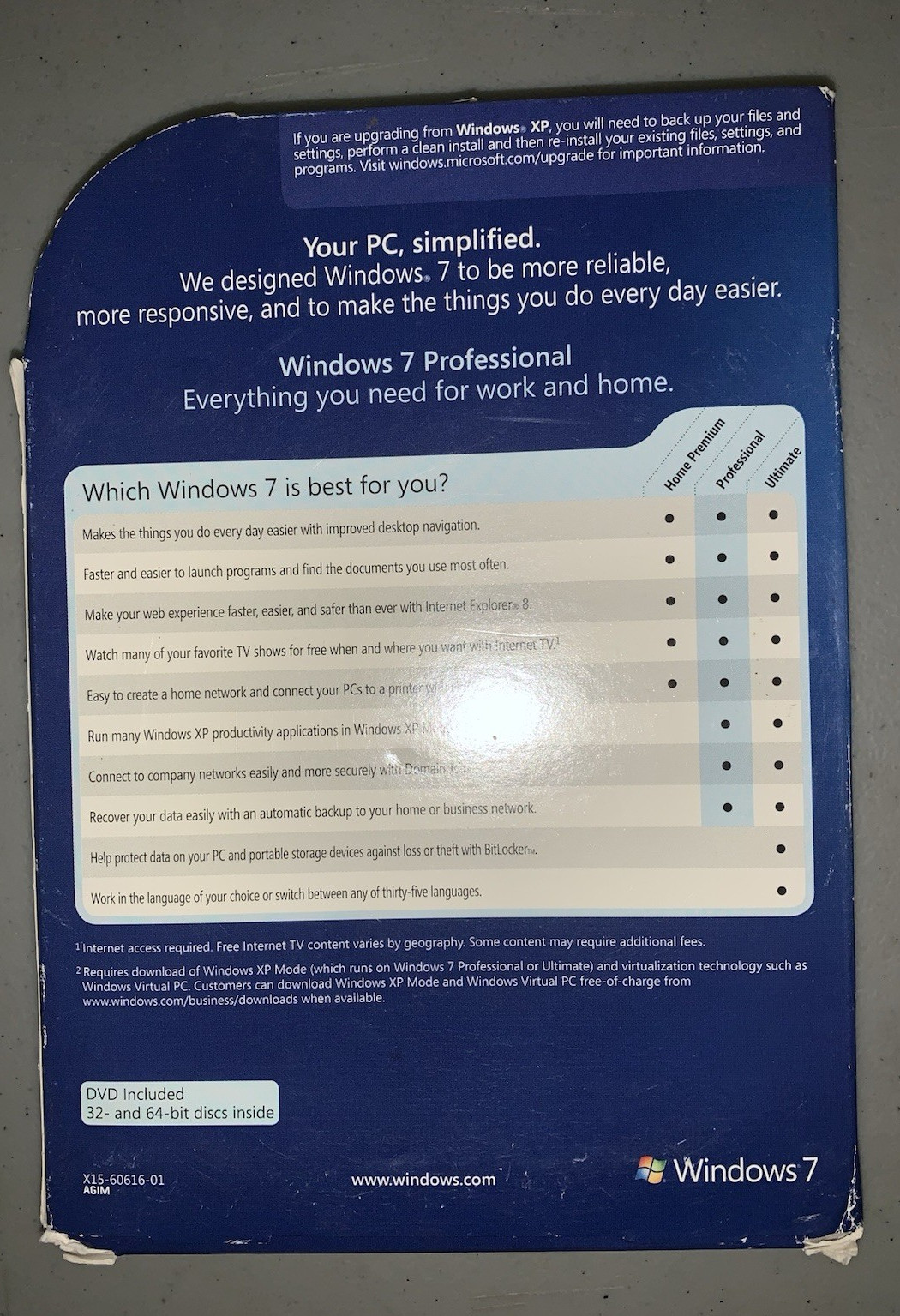 Microsoft Windows 7 Professional Full Retail Version 32 bit & 64 bit MS WIN PRO