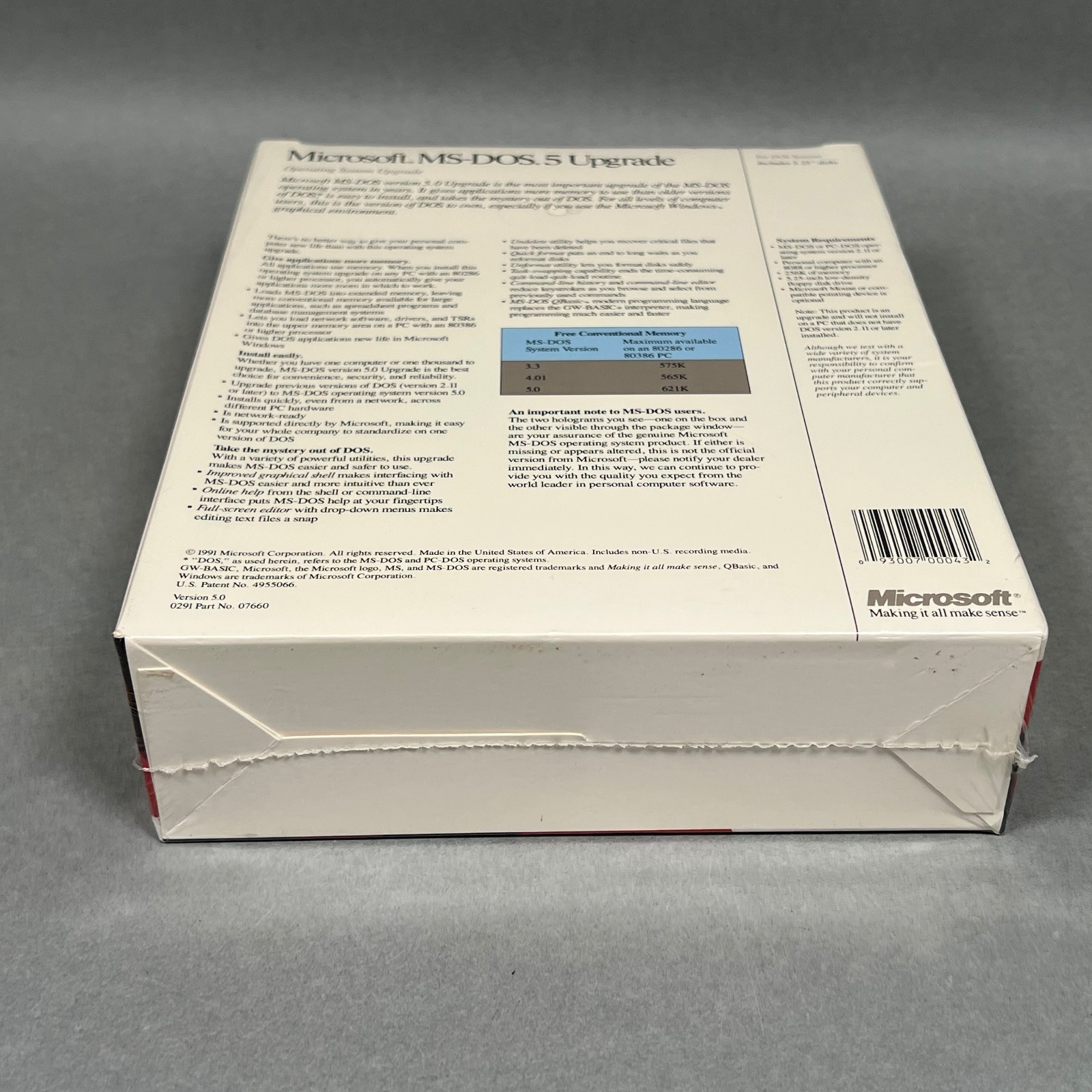 SEALED Vintage Microsoft MS-Dos 5 Upgrade PC Software Includes 5.25″ Disks NEW