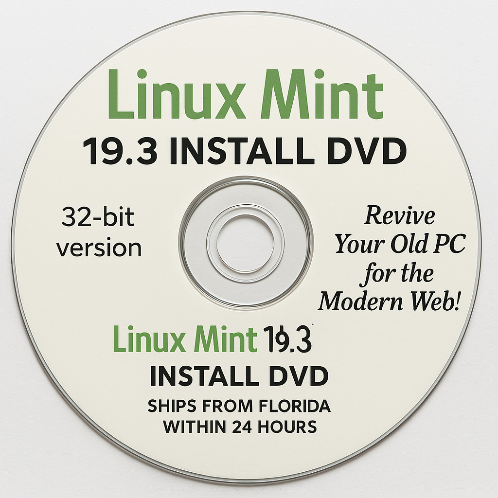 Linux Mint 19.3 Tricia Xfce 32-bit Live CD Boot DISC Revive your old PC FAST!