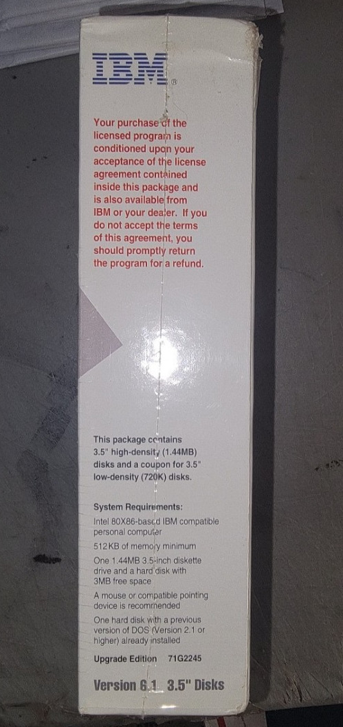 IBM PC DOS 6.1 Upgrade Edition 3.5 floppy disks ~ 1993 – NIB~ Retail Version!